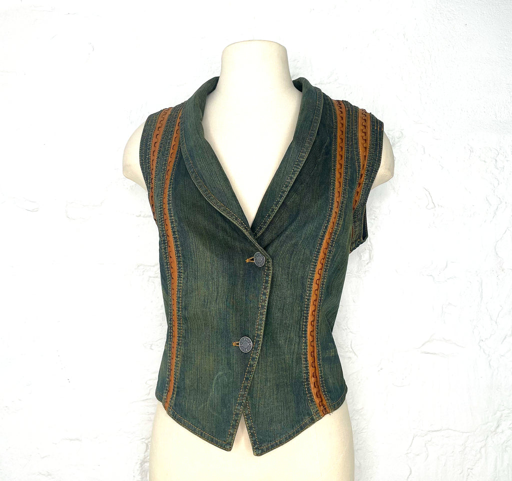 CHRISTIAN DIOR CHRISTIAN DIOR - Green Denim Waistcoat - ALE PARIS Luxury Vintage