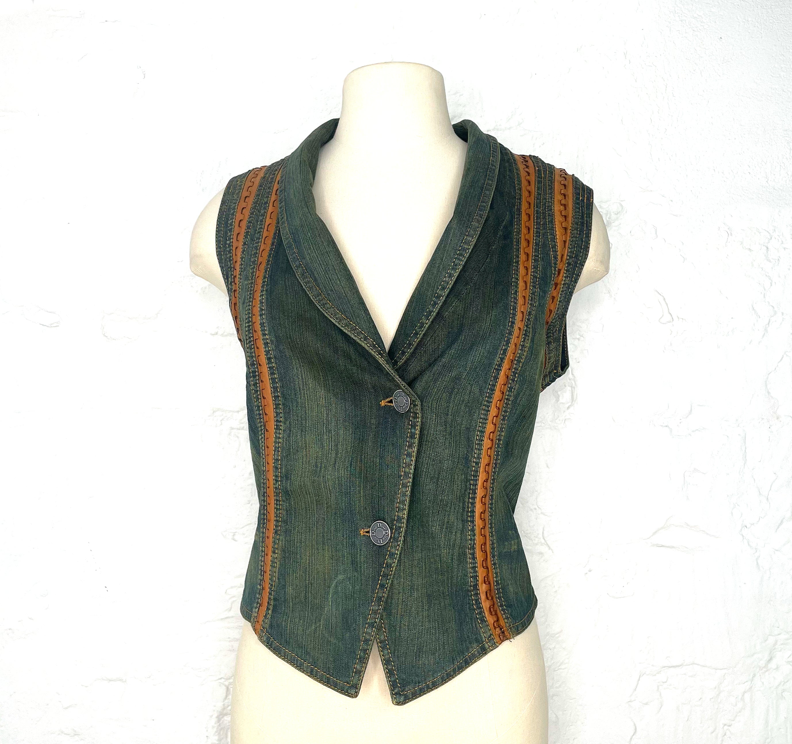 CHRISTIAN DIOR CHRISTIAN DIOR - Green Denim Waistcoat - ALE PARIS Luxury Vintage