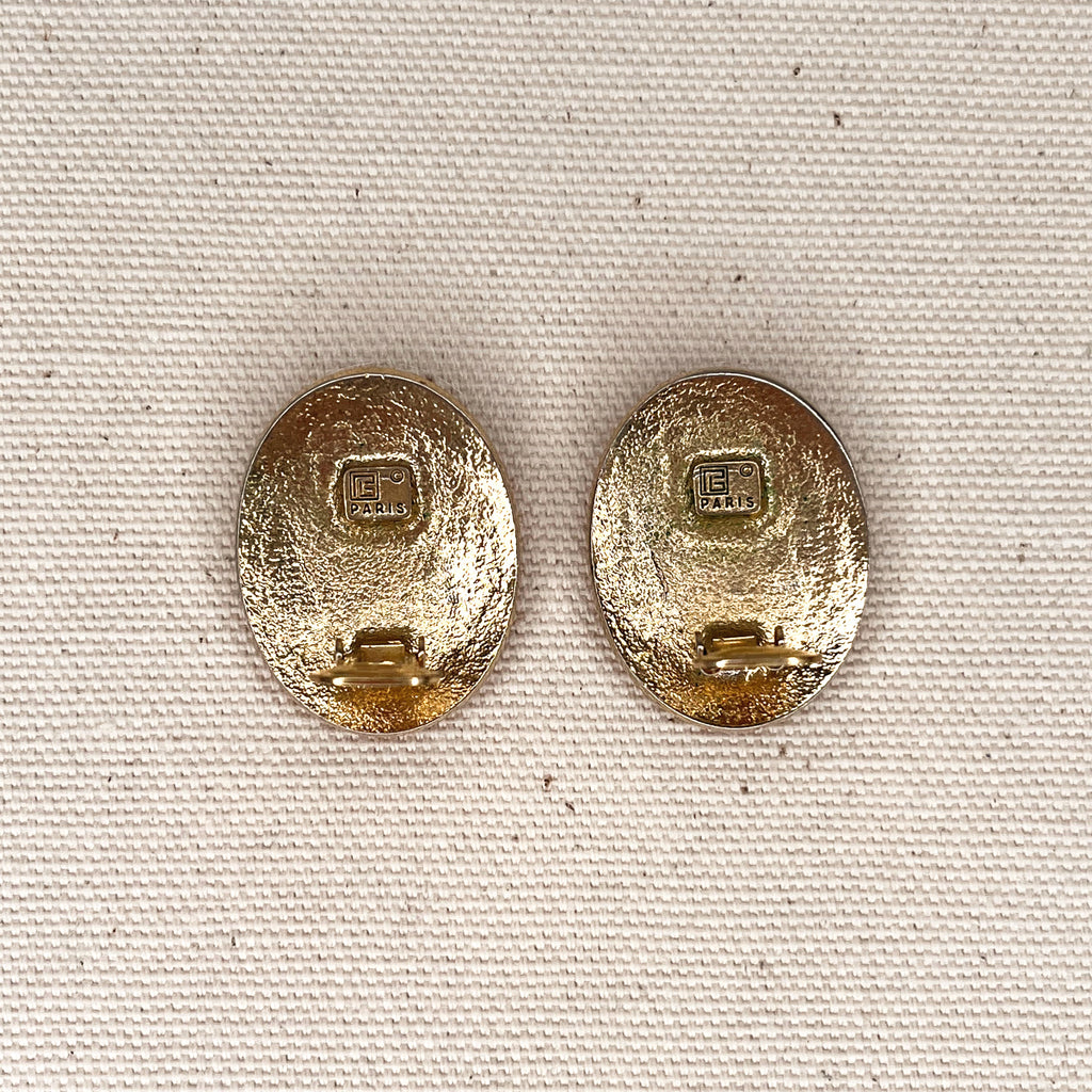 PIERRE BALMAIN PIERRE BALMAIN - Oval Clip Earrings - ALE PARIS Luxury Vintage