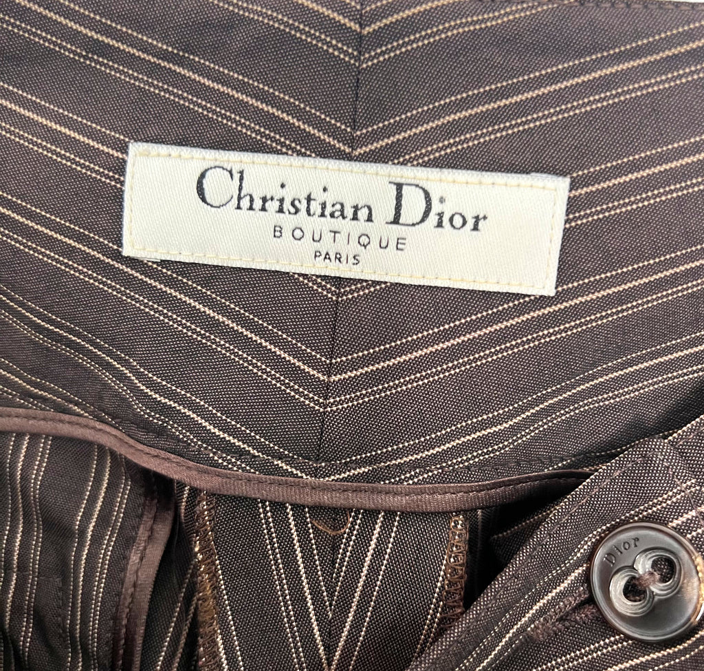 CHRISTIAN DIOR CHRISTIAN DIOR - Brown Striped Pants - ALE PARIS Luxury Vintage