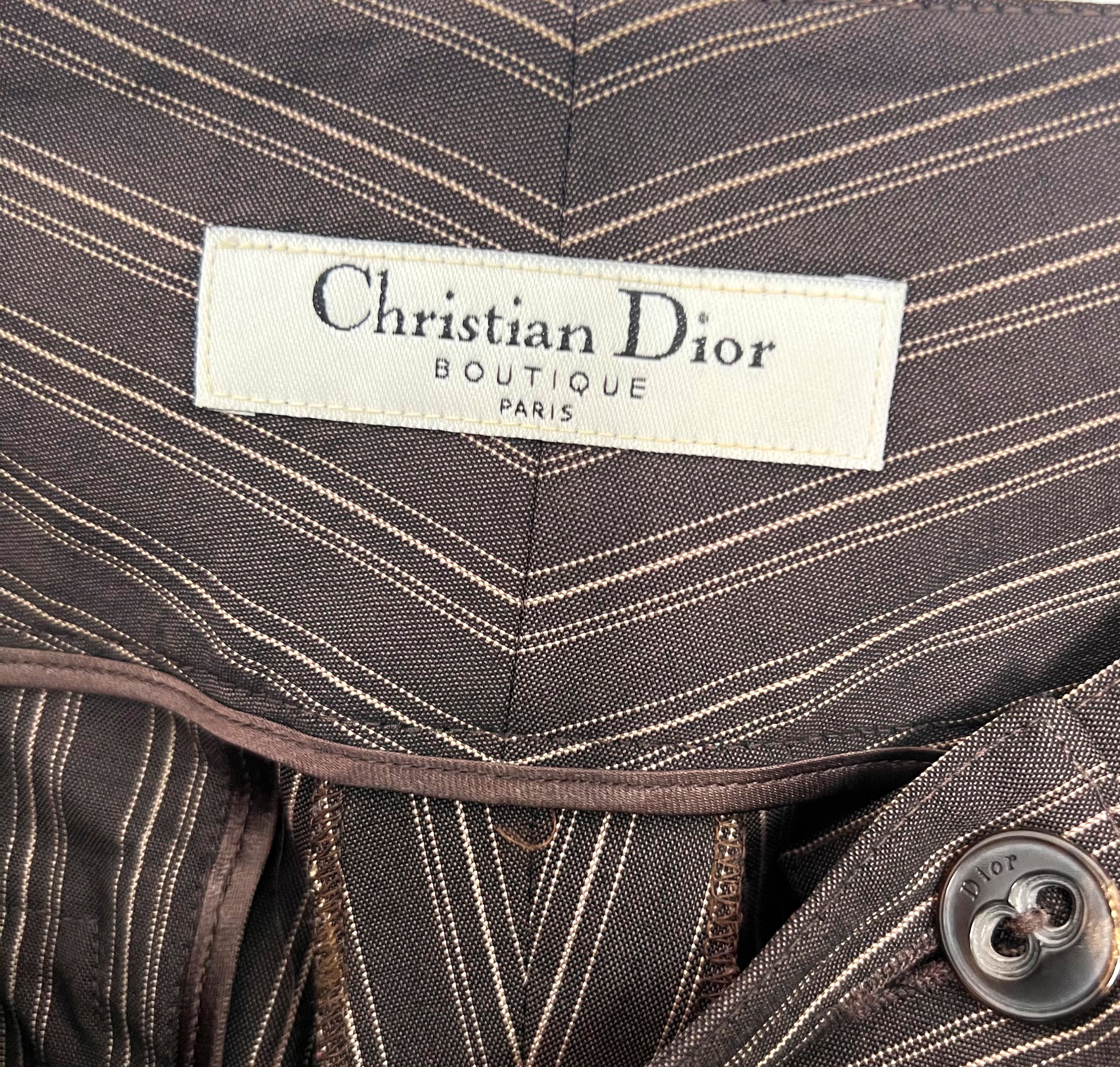 CHRISTIAN DIOR CHRISTIAN DIOR - Brown Striped Pants - ALE PARIS Luxury Vintage