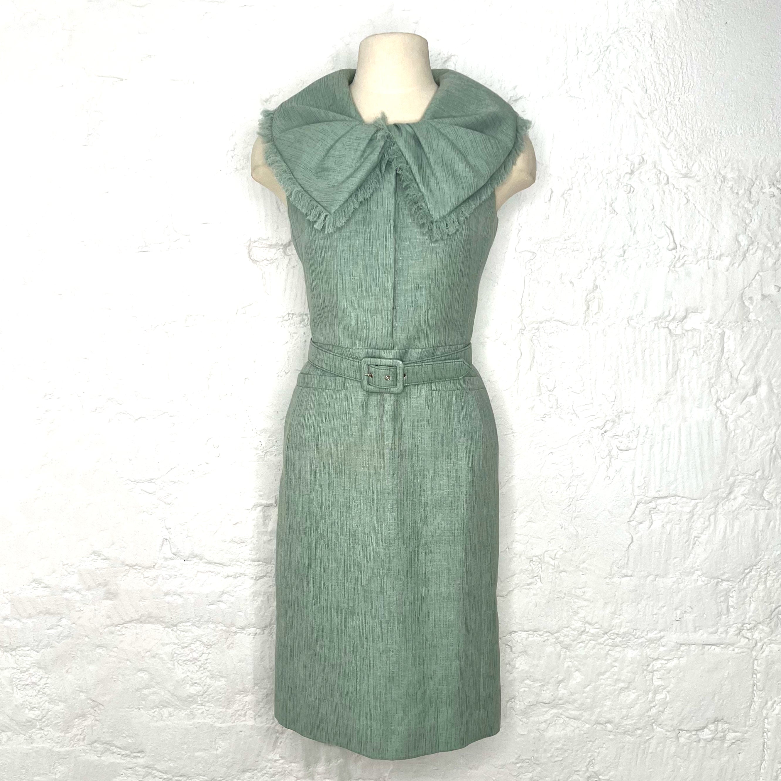 CHRISTIAN DIOR CHRISTIAN DIOR -  Blue Green Dress With Bow Collar - ALE PARIS Luxury Vintage