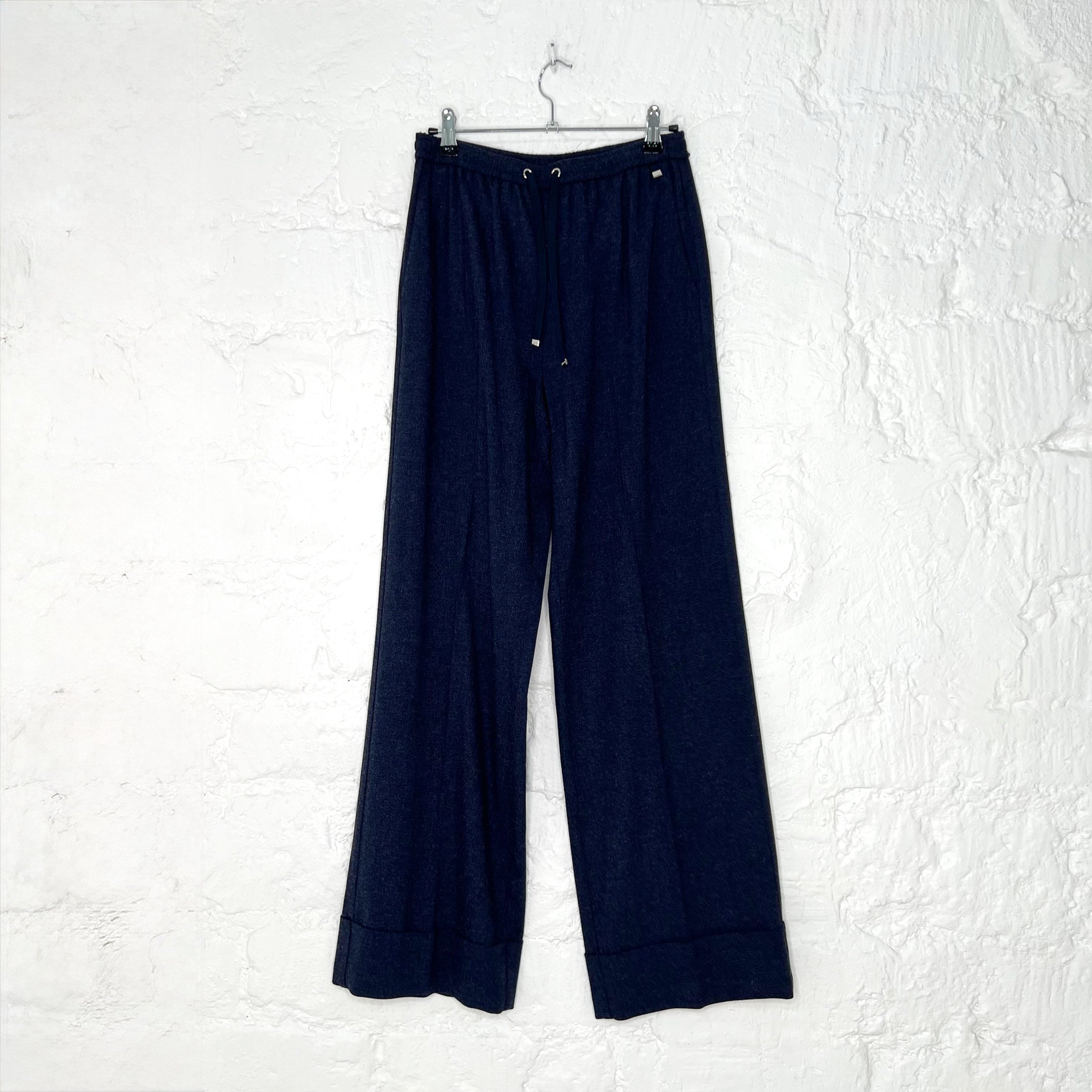 HERNO RESORT HERNO - Resort Navy Wide Leg Trousers - ALE PARIS Luxury Vintage
