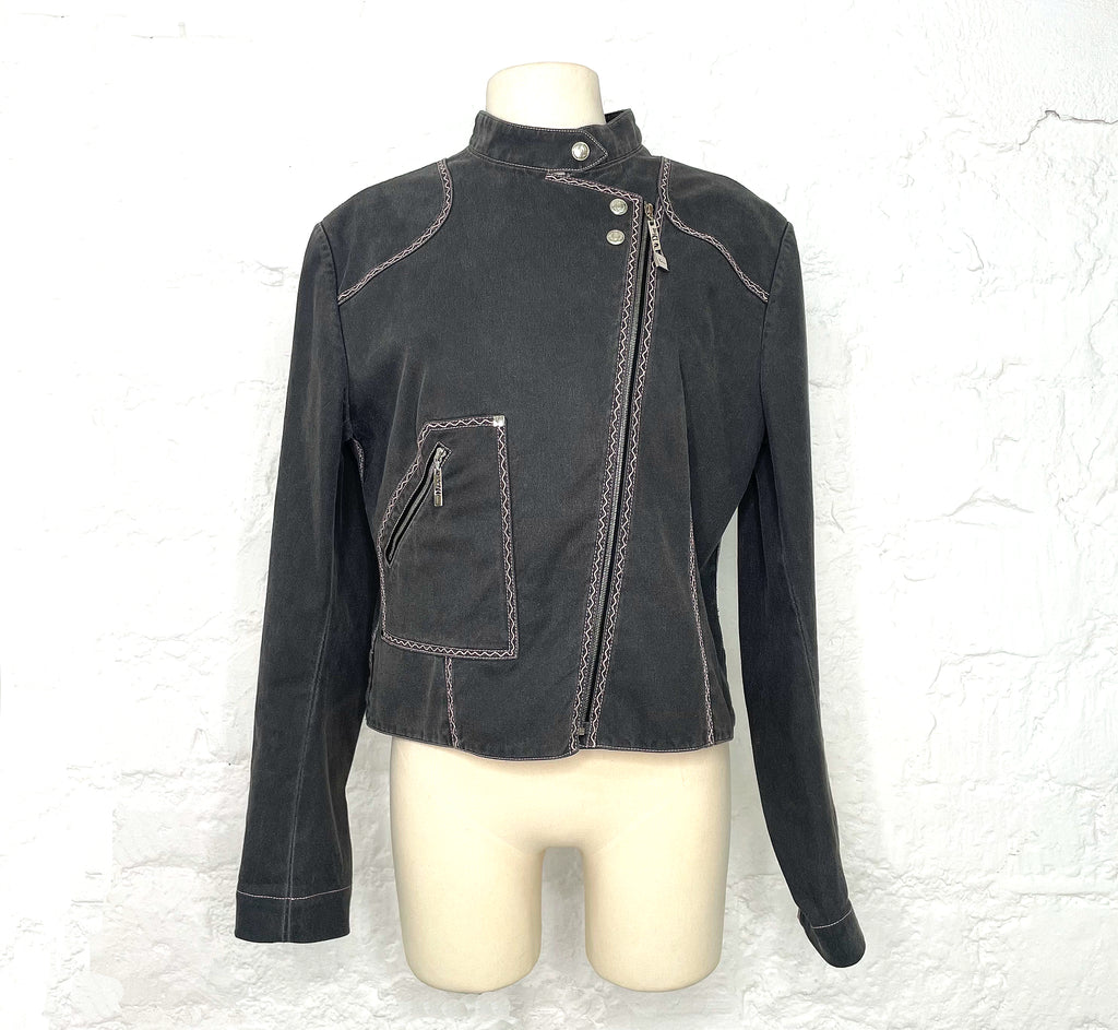 CHRISTIAN DIOR CHRISTIAN DIOR - Grey Short Denim Jacket - ALE PARIS Luxury Vintage