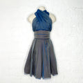 LANVIN LANVIN - Blue & Grey Silk Stunning Dress - ALE PARIS Luxury Vintage