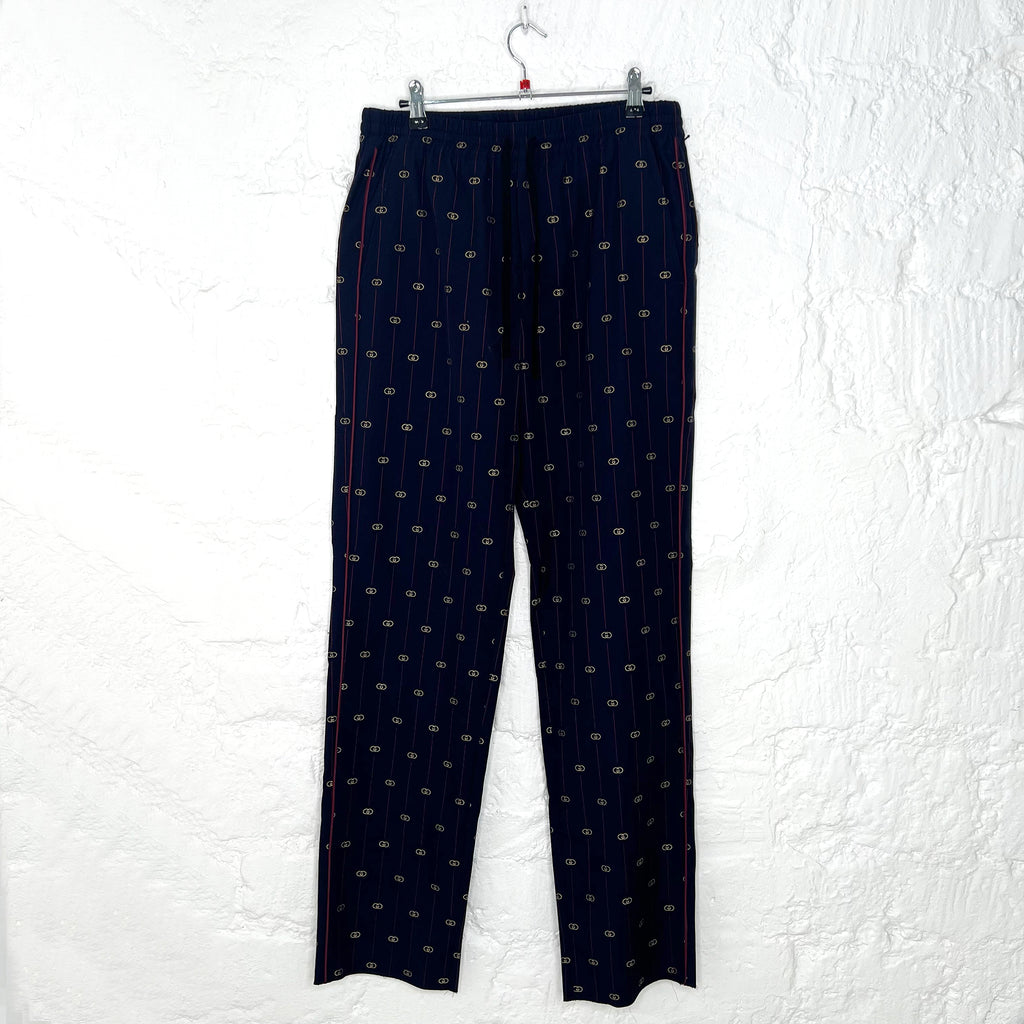 GUCCI GUCCI - Navy Blue Wool Monogram Pants - ALE PARIS Luxury Vintage