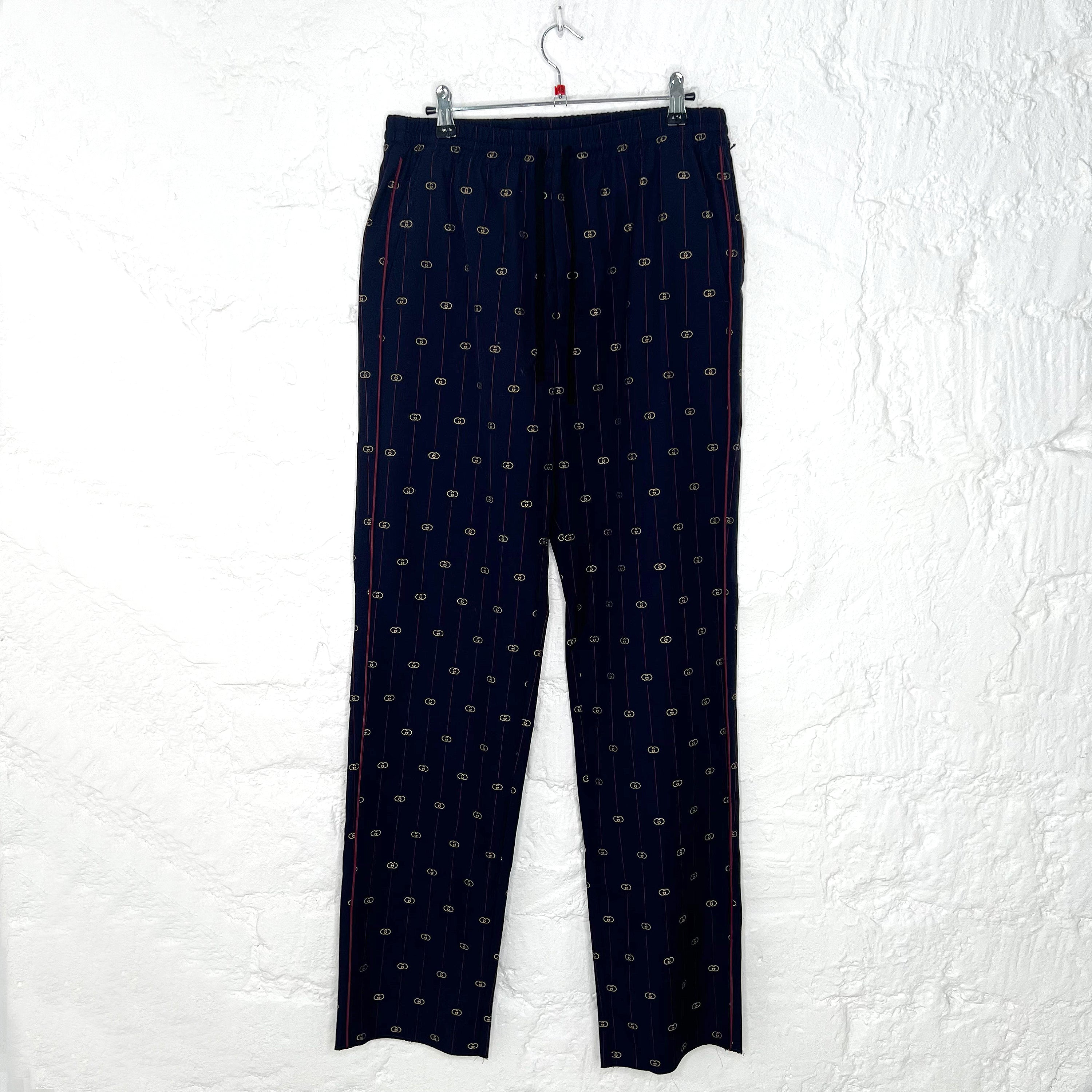 GUCCI GUCCI - Navy Blue Wool Monogram Pants - ALE PARIS Luxury Vintage