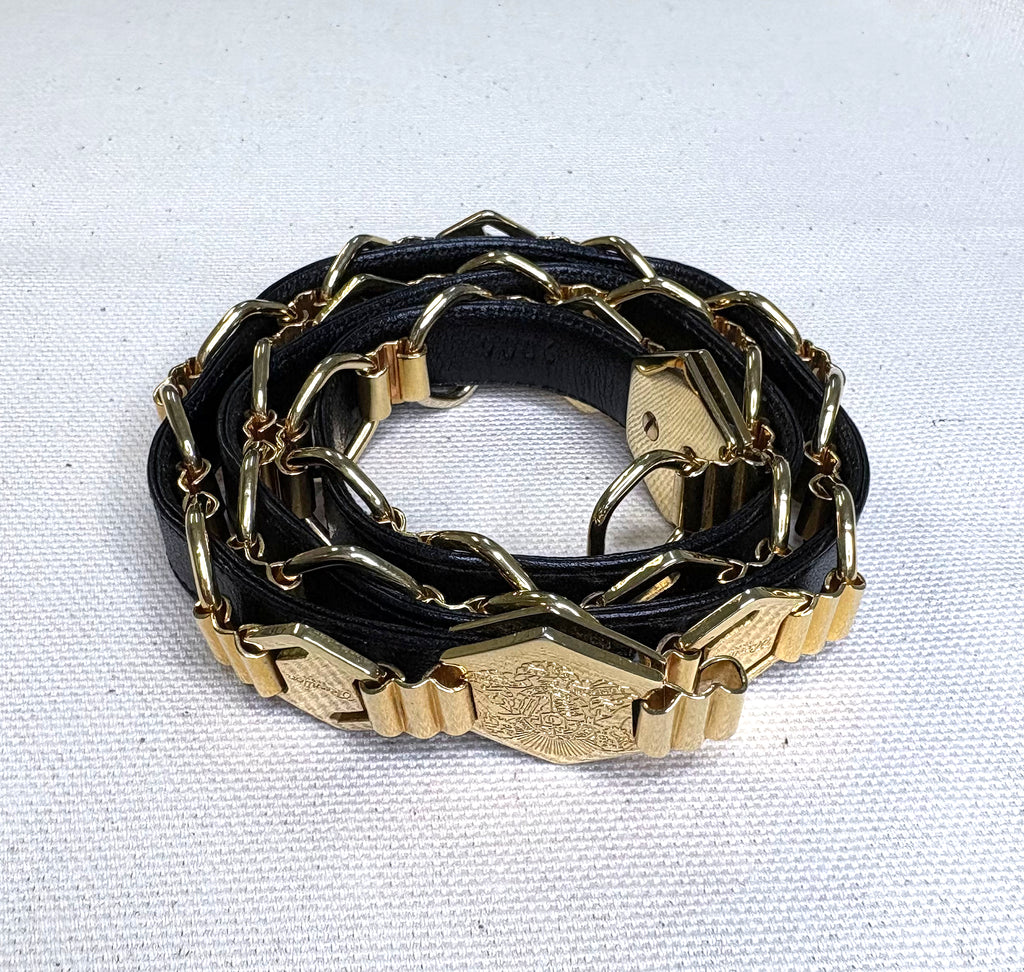 REVILLION REVILLION - Black And Gold Leather Belt - ALE PARIS Luxury Vintage