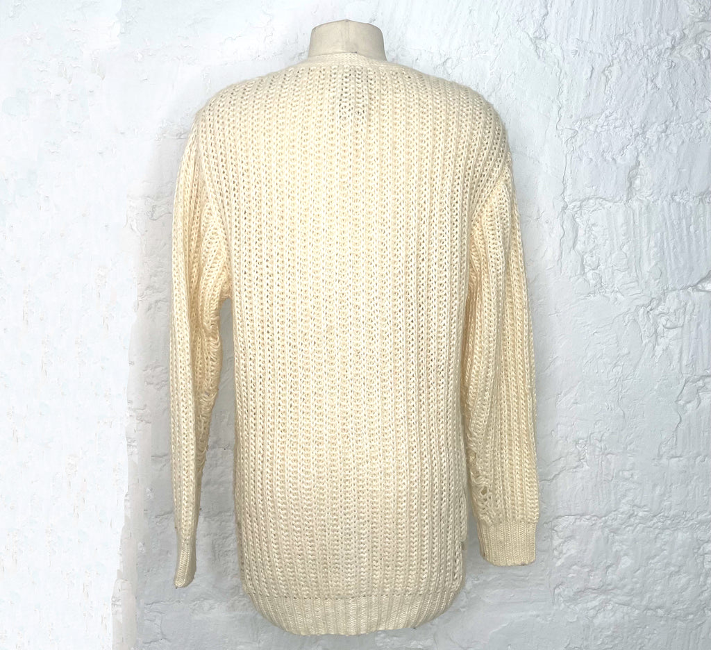 YVES SAINT LAURENT YVES SAINT LAURENT - White Destroyed Cardigan - ALE PARIS Luxury Vintage