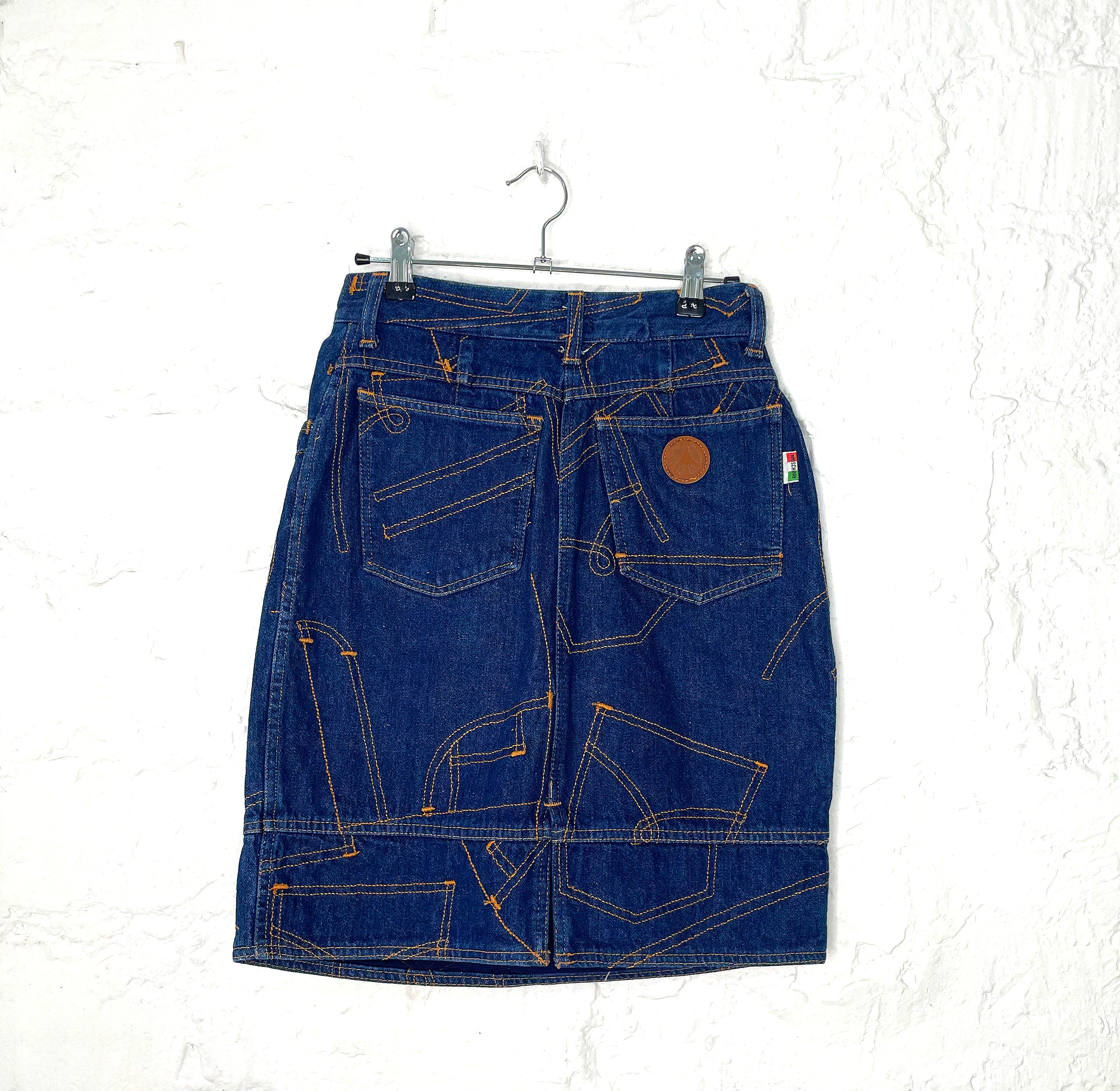 MOSCHINO MOSCHINO - Denim Skirt With Orange Stitching - ALE PARIS Luxury Vintage