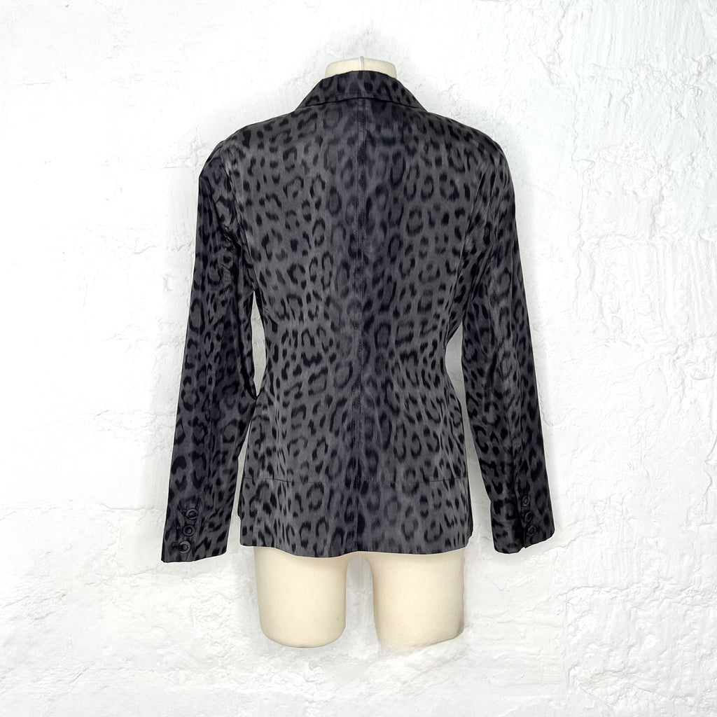 CHRISTIAN DIOR - Grey unlined silk animalier print bar blazer - ALE PARIS Luxury Vintage