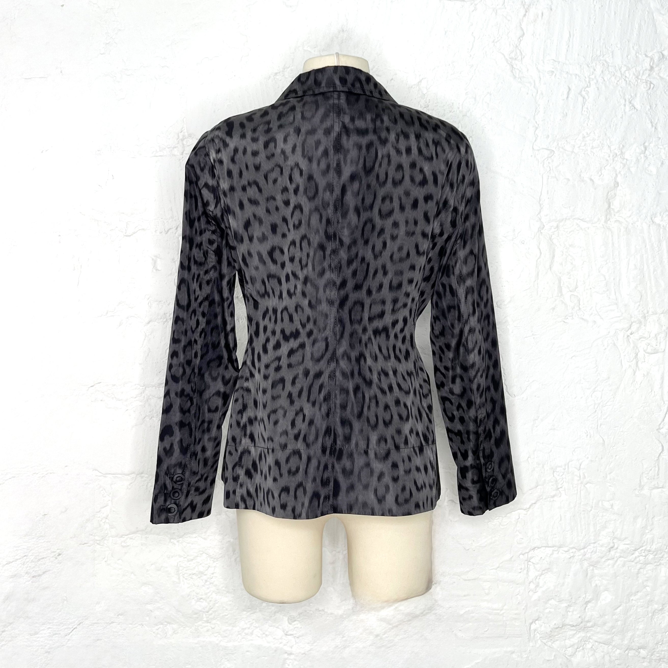 CHRISTIAN DIOR - Grey unlined silk animalier print bar blazer - ALE PARIS Luxury Vintage