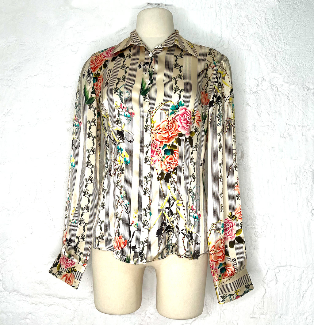 GALLIANO GALLIANO - Floral Print Silk Shirt - ALE PARIS Luxury Vintage