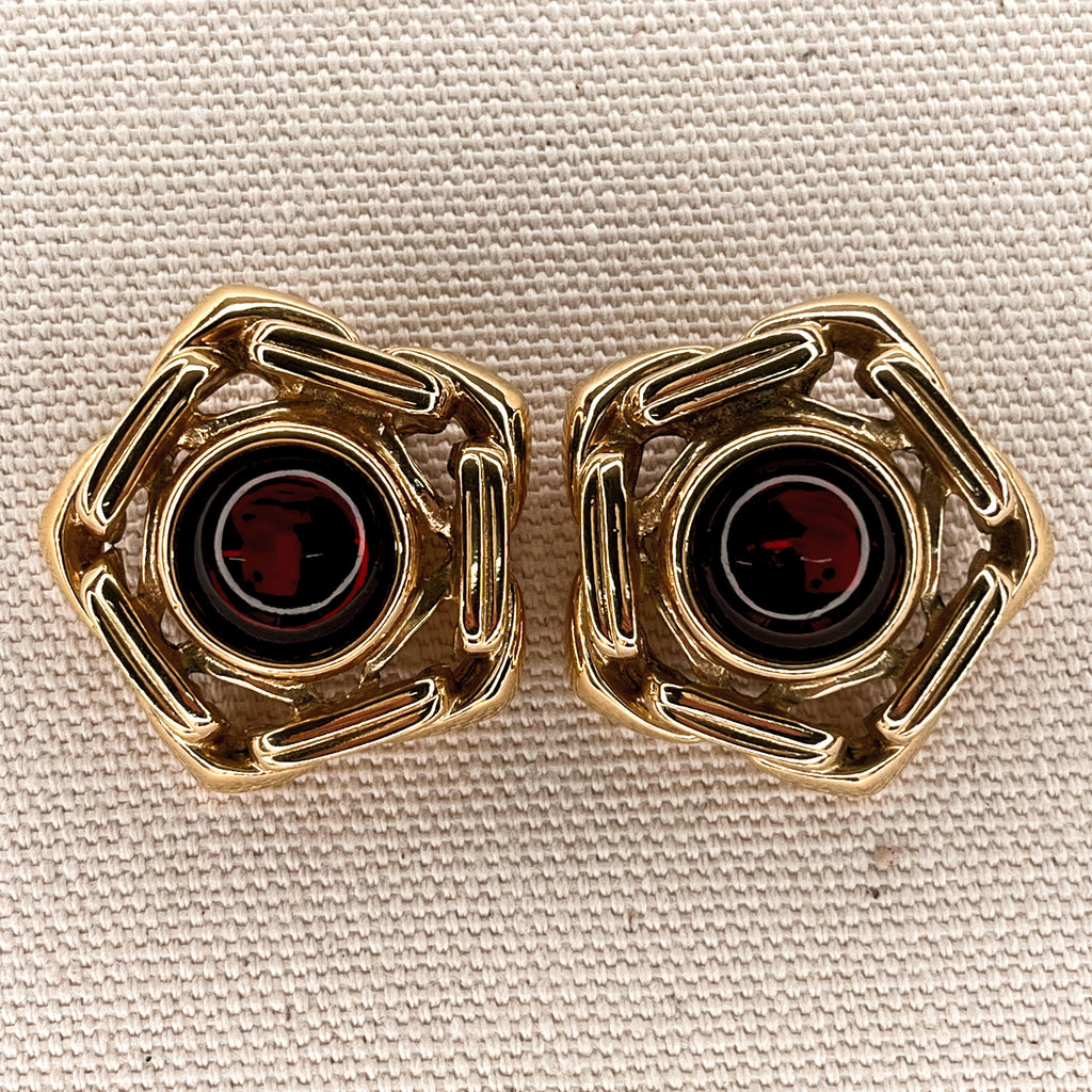 YVES SAINT LAURENT YVES SAINT LAURENT - Pentagone Clip Earrings - ALE PARIS Luxury Vintage