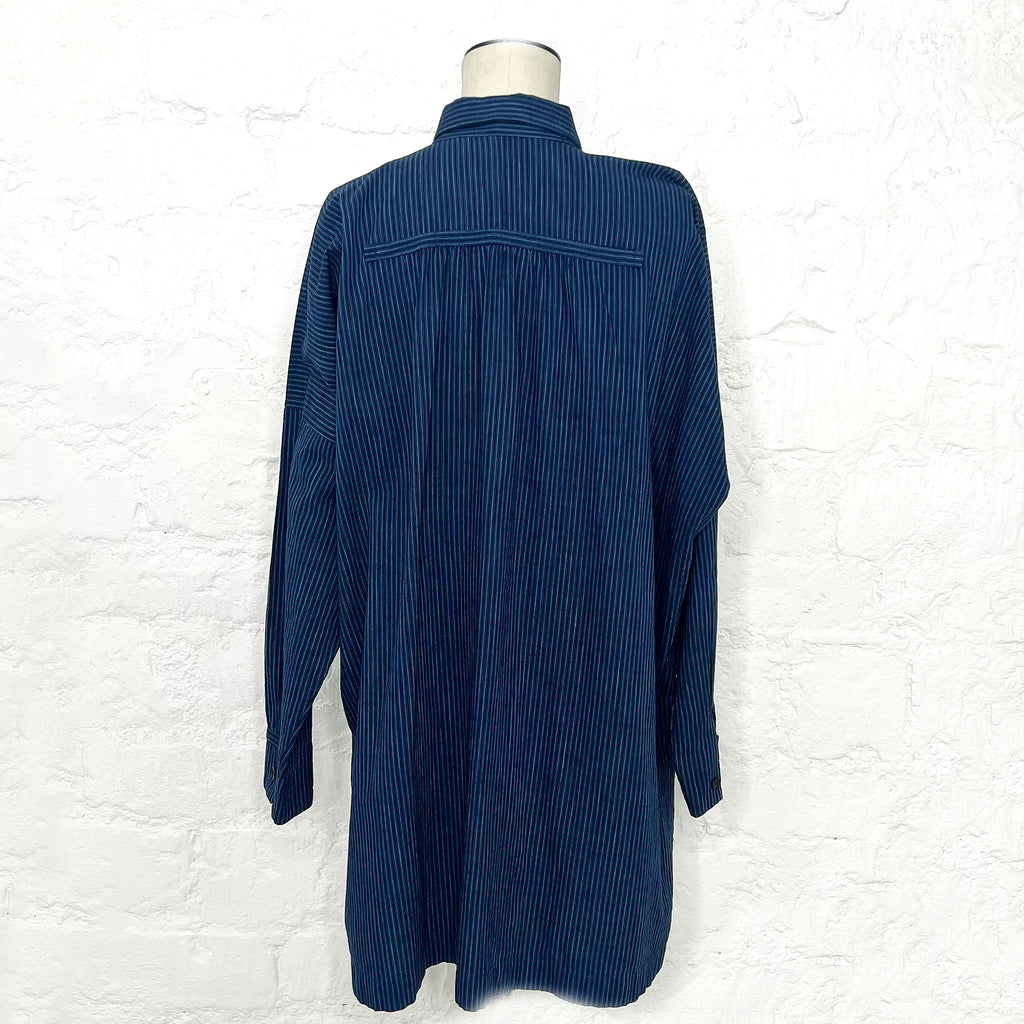 ISSEY MIYAKE ISSEY MIYAKE - Blue Oversize Striped Shirt - ALE PARIS Luxury Vintage