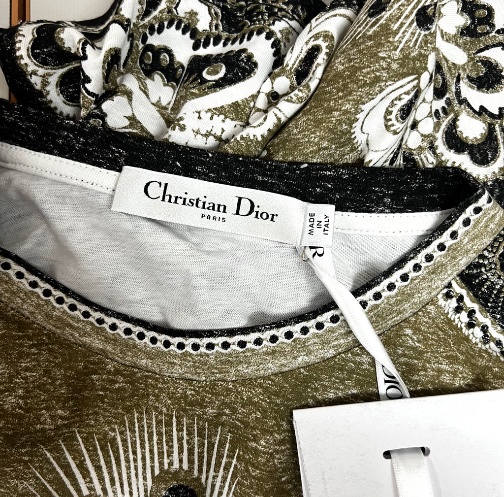 CHRISTIAN DIOR CHRISTIAN DIOR - Cruise Printed Kaki T Shirt - ALE PARIS Luxury Vintage