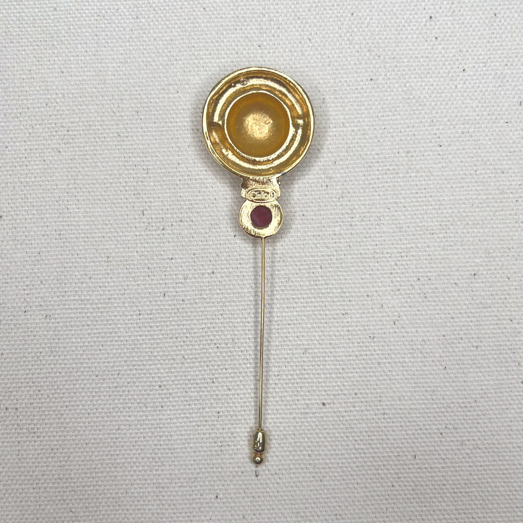 CHLOÉ CHLOE - Red Round Brooch - ALE PARIS Luxury Vintage