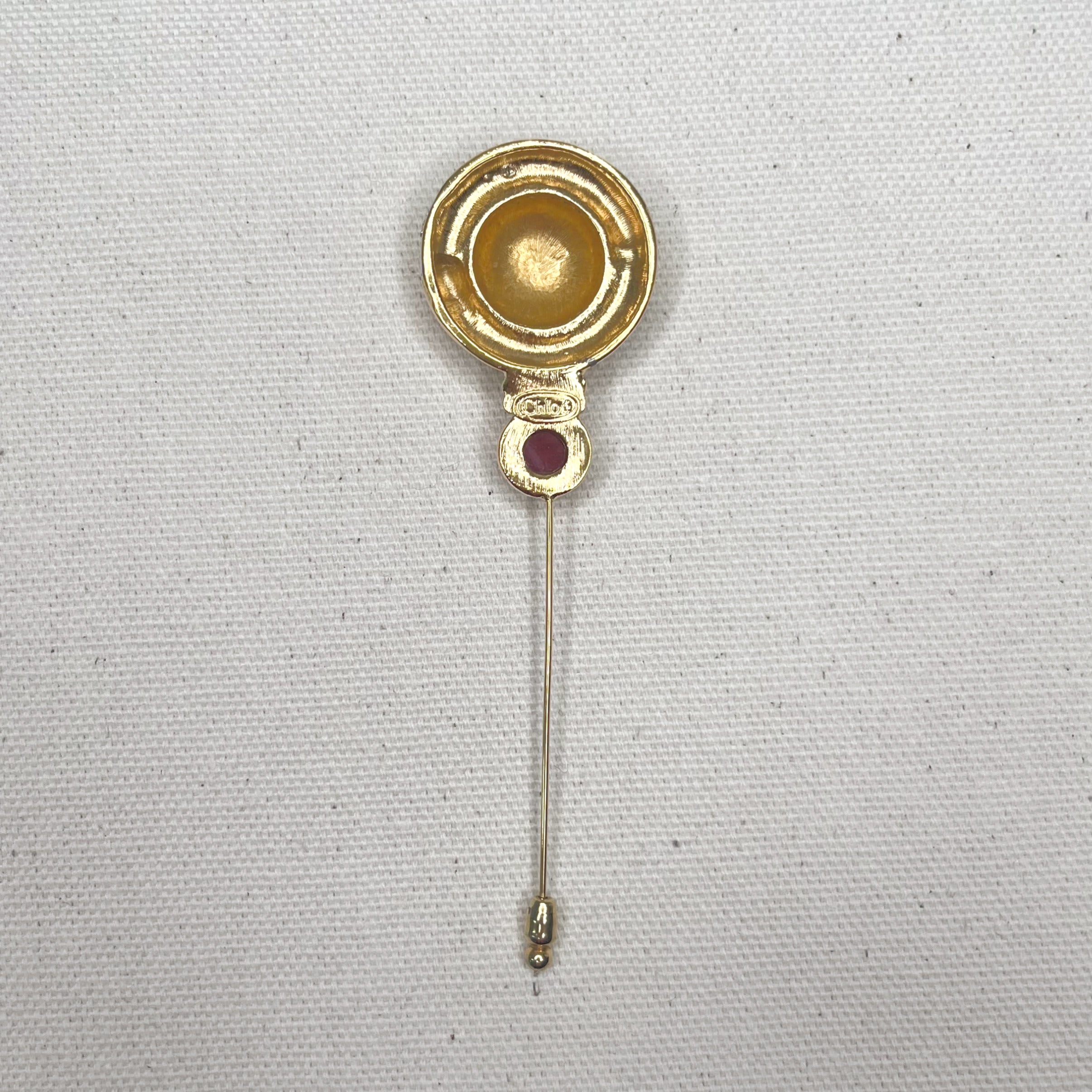 CHLOÉ CHLOE - Red Round Brooch - ALE PARIS Luxury Vintage
