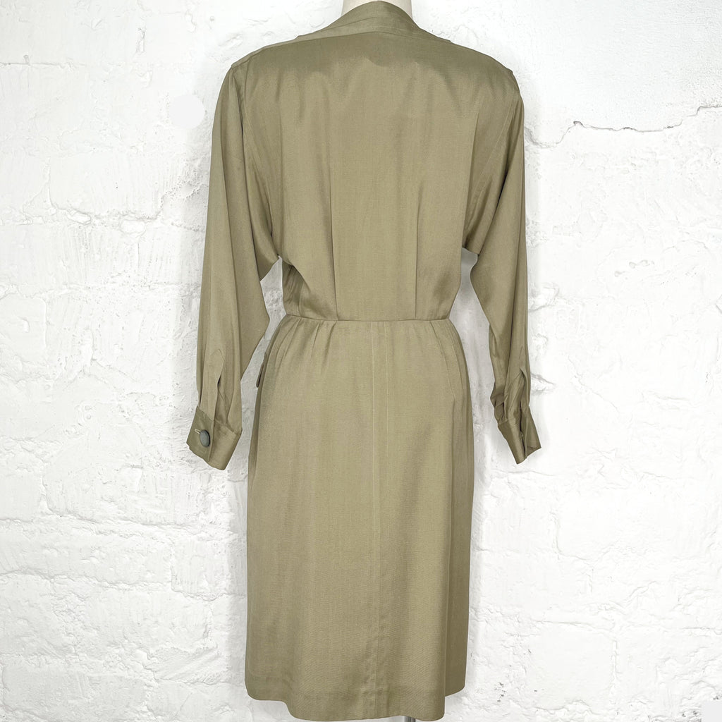 YVES SAINT LAURENT YVES SAINT LAURENT - Green Safari Dress - ALE PARIS Luxury Vintage