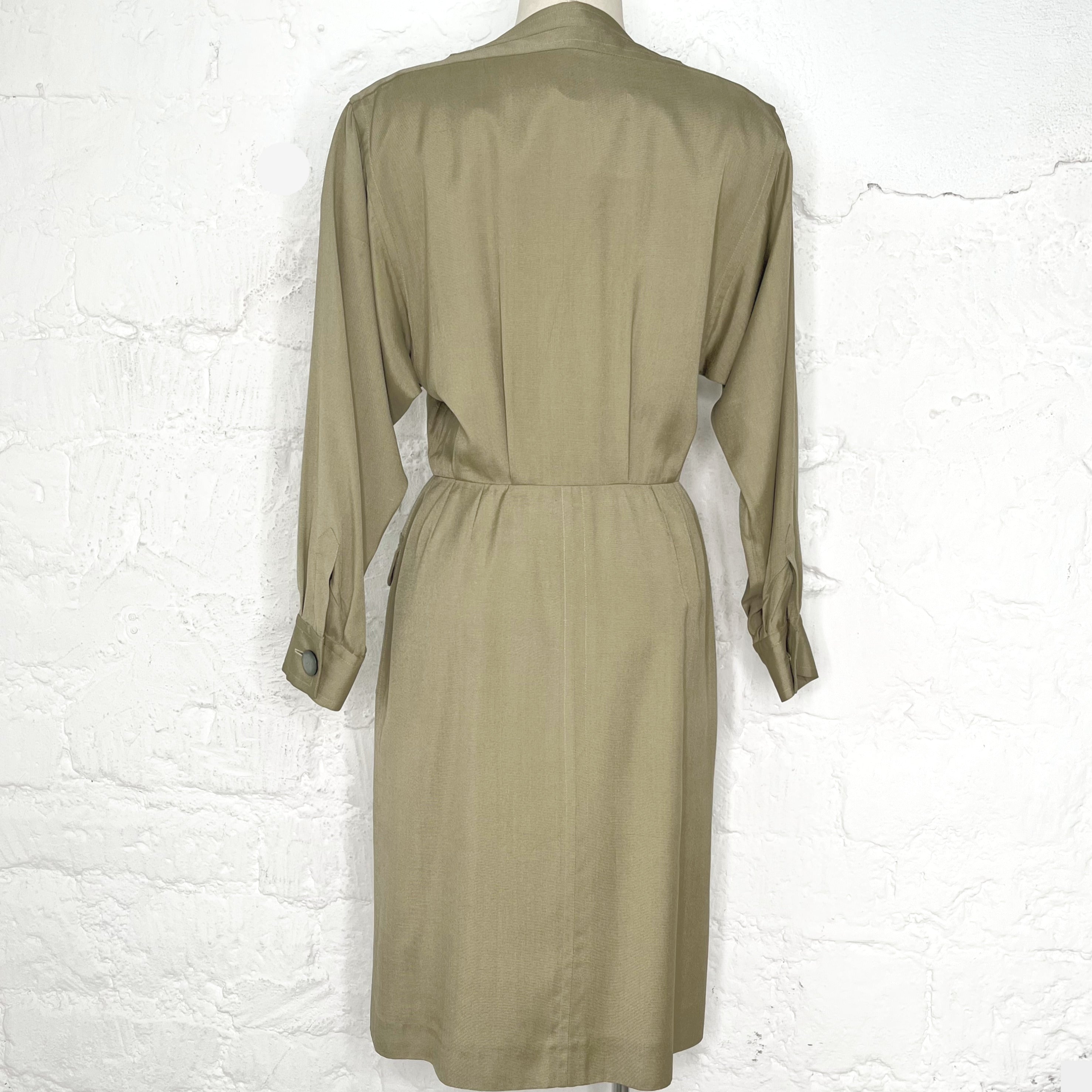 YVES SAINT LAURENT YVES SAINT LAURENT - Green Safari Dress - ALE PARIS Luxury Vintage