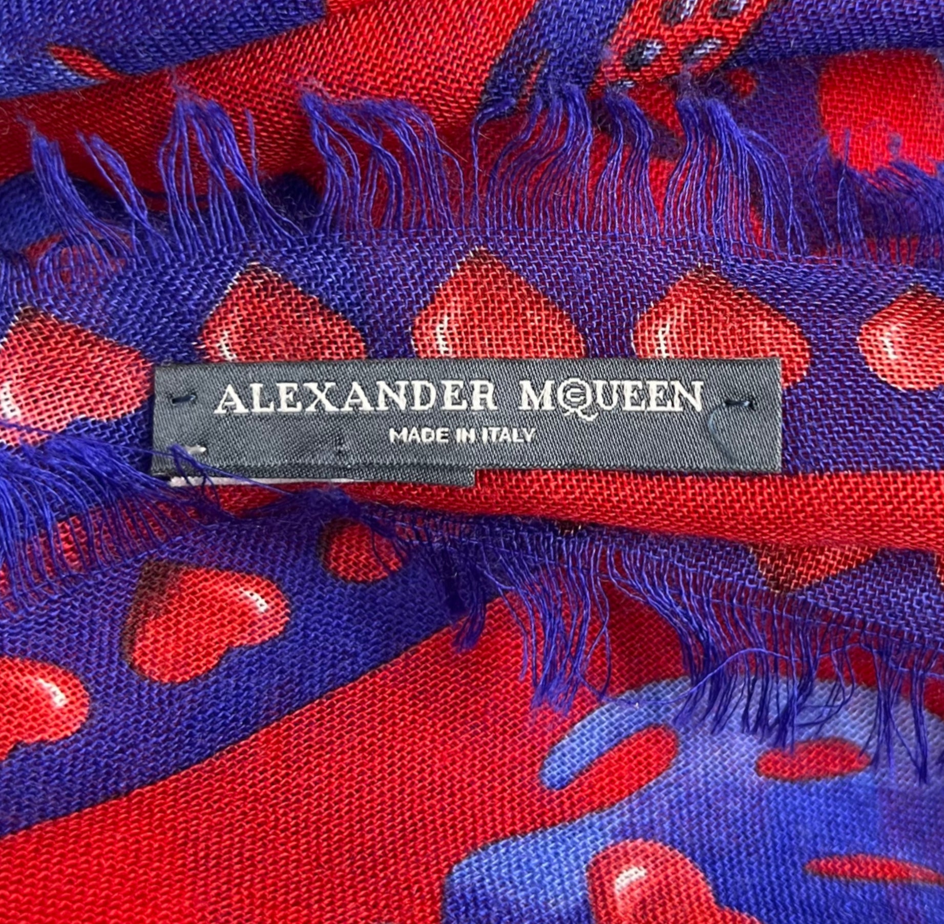 ALEXANDER MCQUEEN ALEXANDER MCQUEEN -  Blue / Red Head Skull Scarf - ALE PARIS Luxury Vintage