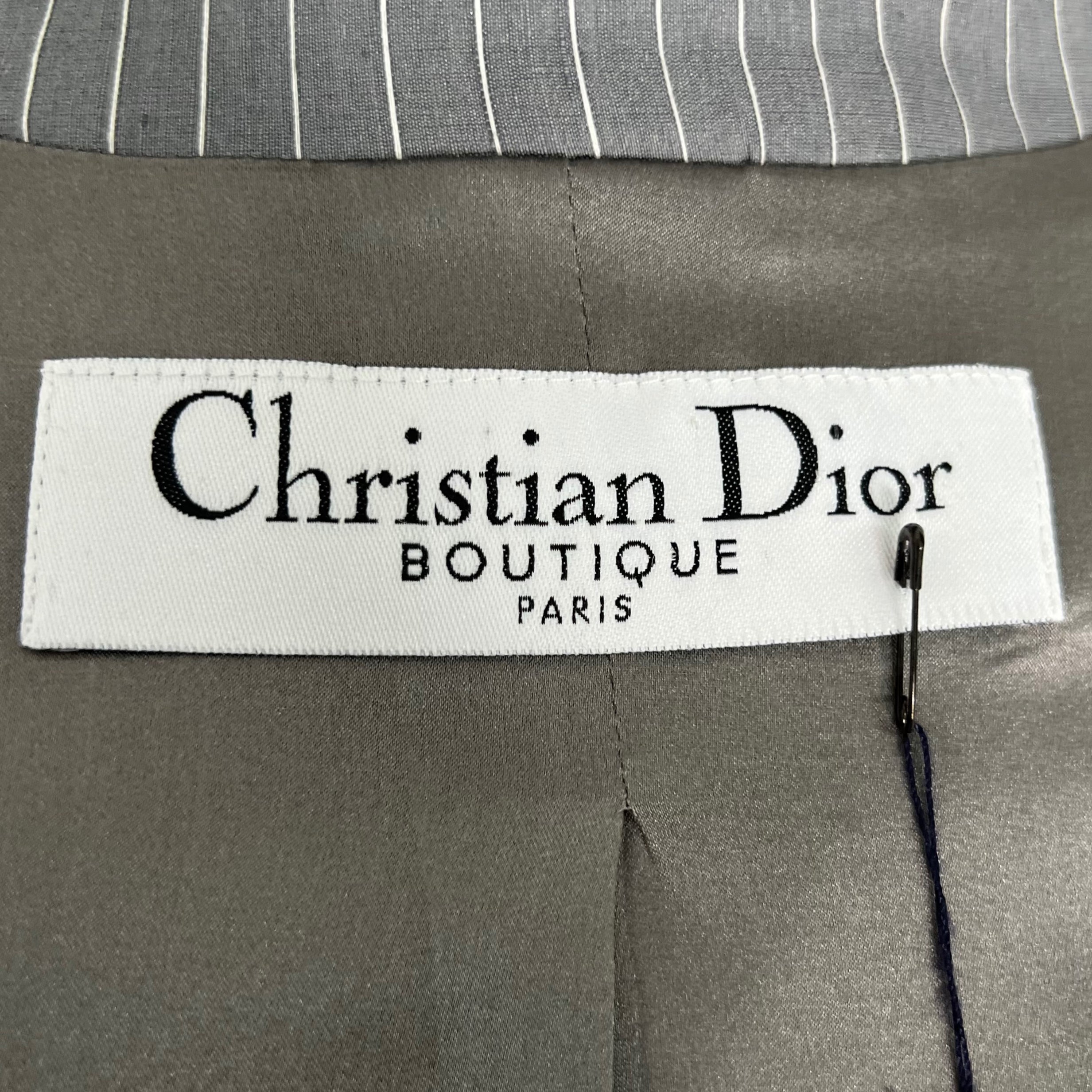 CHRISTIAN DIOR CHRISTIAN DIOR - Dior Light Grey Stripped Set - ALE PARIS Luxury Vintage