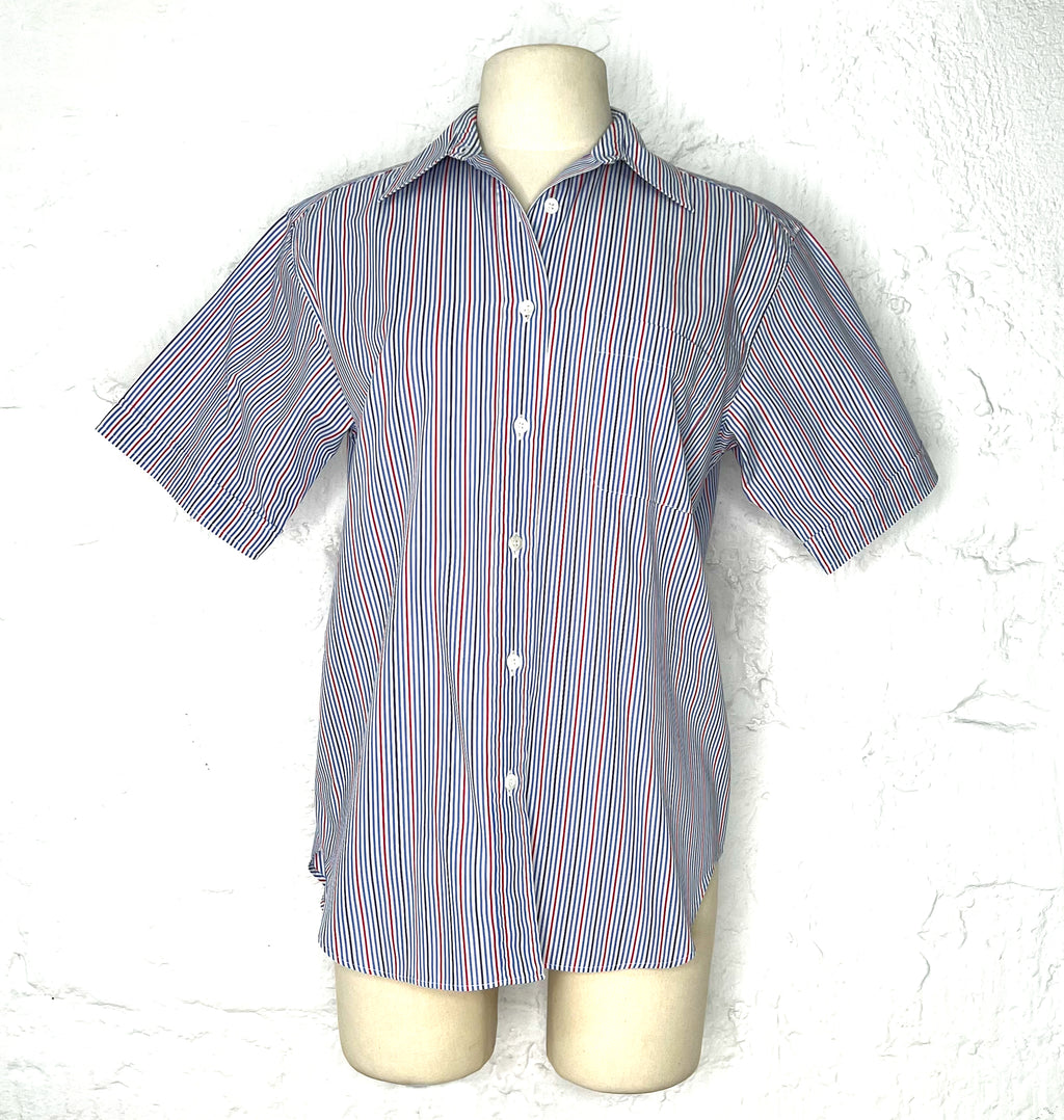 CÉLINE CELINE - Blue Shirt With Colorful Stripes - ALE PARIS Luxury Vintage