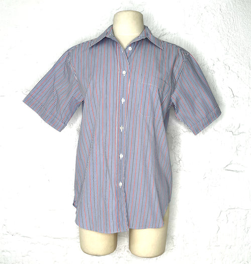 CÉLINE CELINE - Blue Shirt With Colorful Stripes - ALE PARIS Luxury Vintage