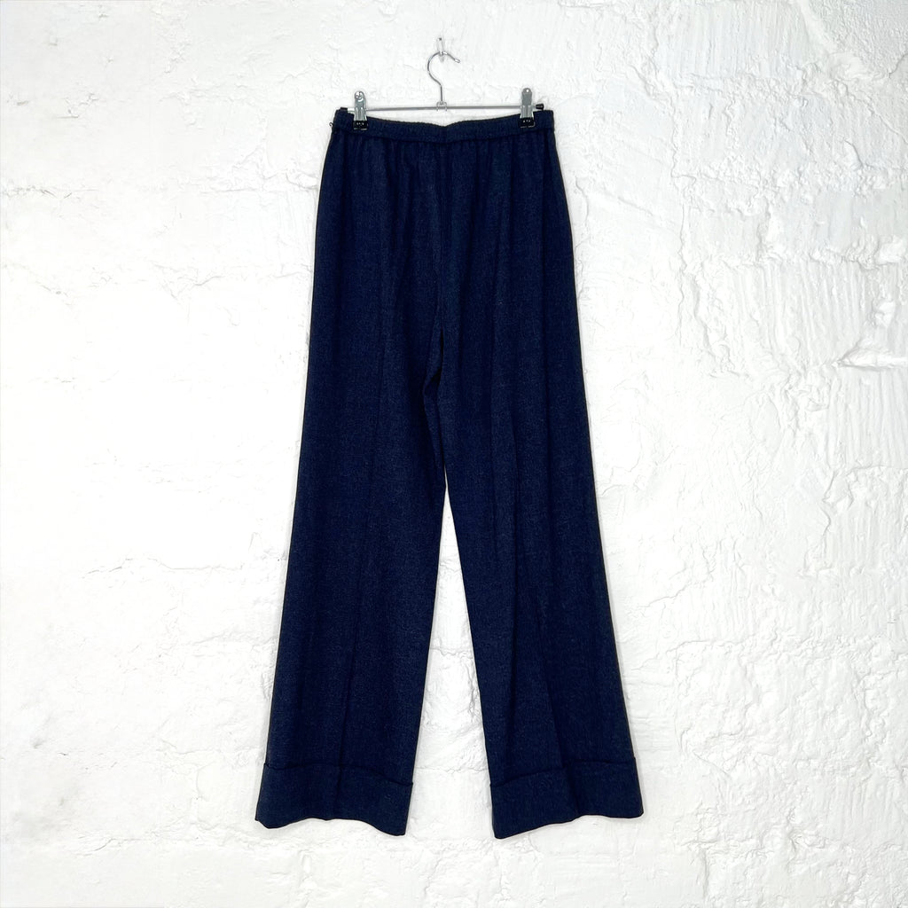 HERNO RESORT HERNO - Resort Navy Wide Leg Trousers - ALE PARIS Luxury Vintage
