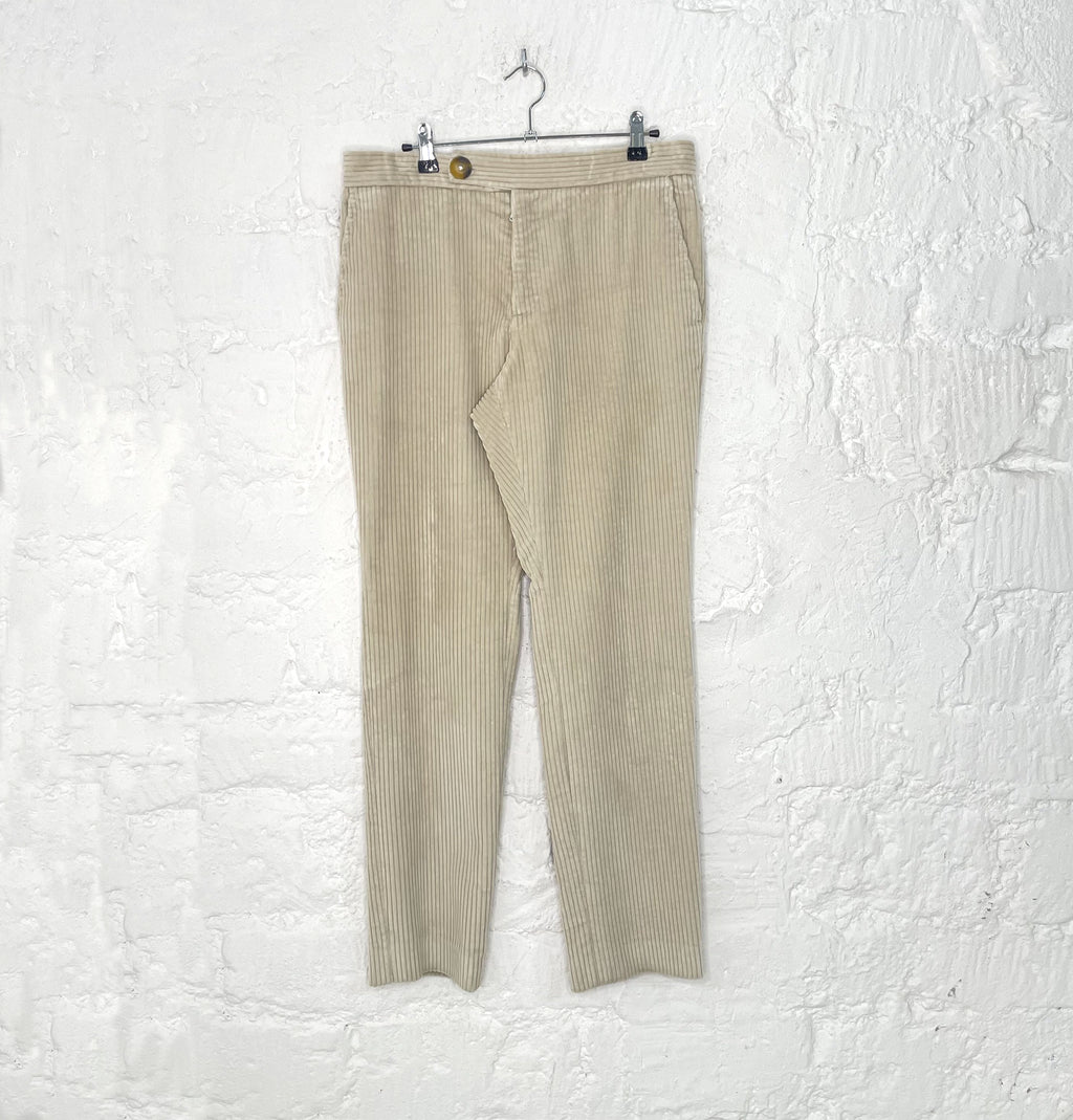 GUCCI GUCCI - Beige Striped Velvet Pants - ALE PARIS Luxury Vintage