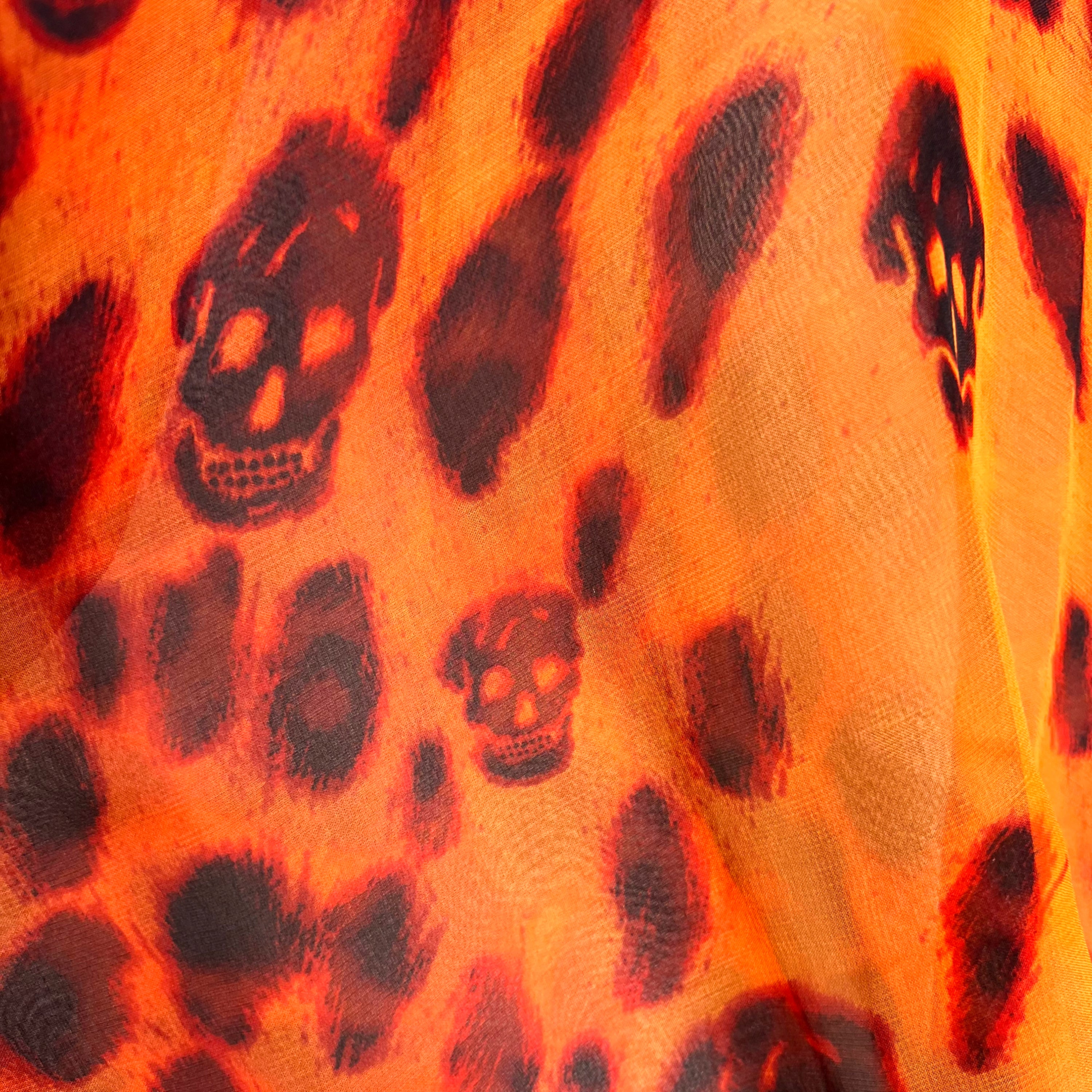 ALEXANDER MCQUEEN - Orange fire leopard head skull scarf | ALE PARIS