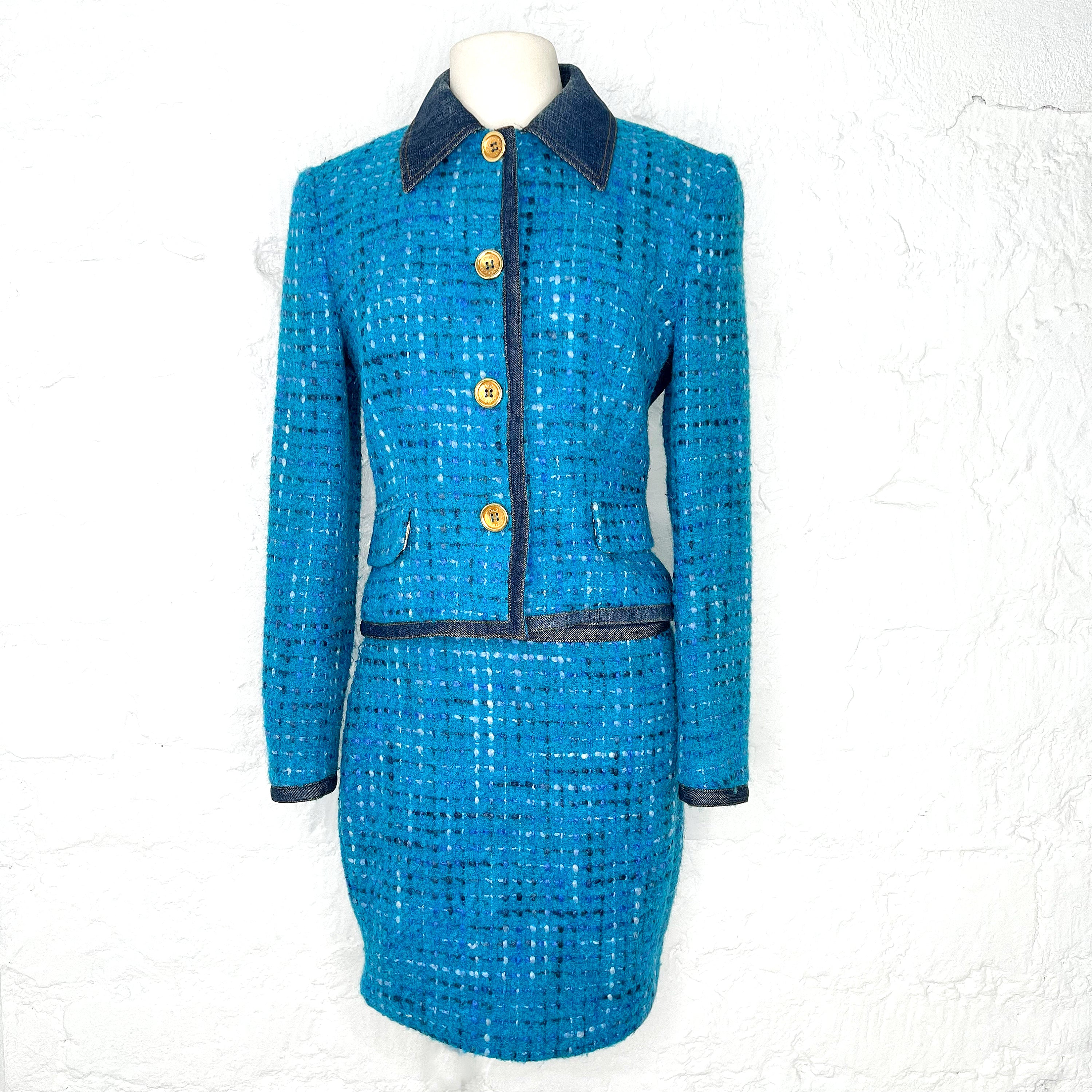 DOLCE GABANNA DOLCE & GABANNA - Blue Wool Tweed And Denim Set - ALE PARIS Luxury Vintage