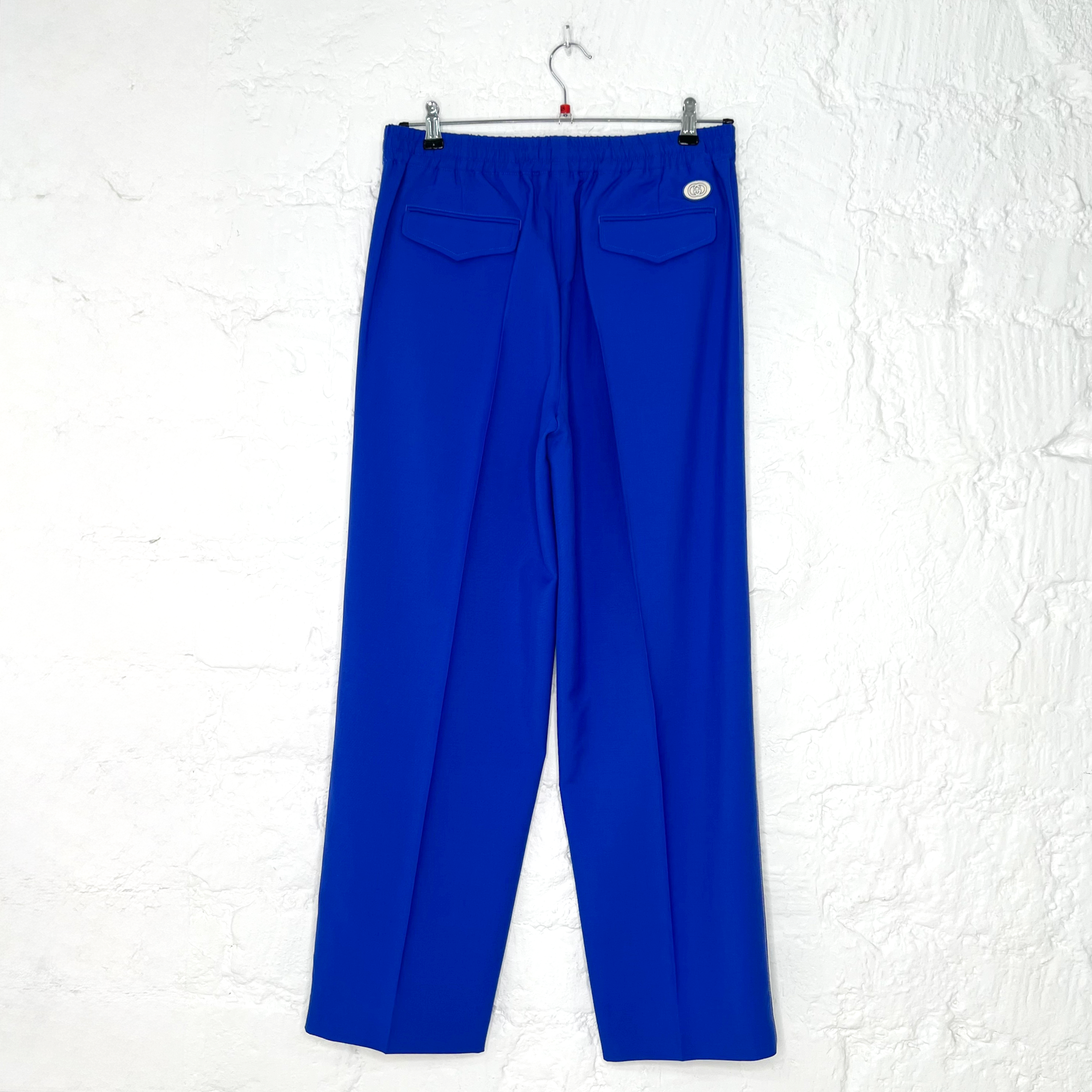 GUCCI GUCCI - Royal Blue White Interlocking G Ample Trousers - ALE PARIS Luxury Vintage