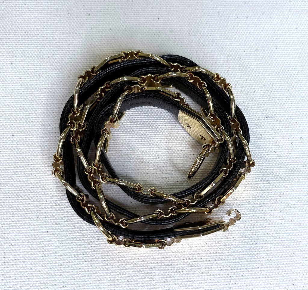 REVILLION REVILLION - Black And Gold Leather Belt - ALE PARIS Luxury Vintage
