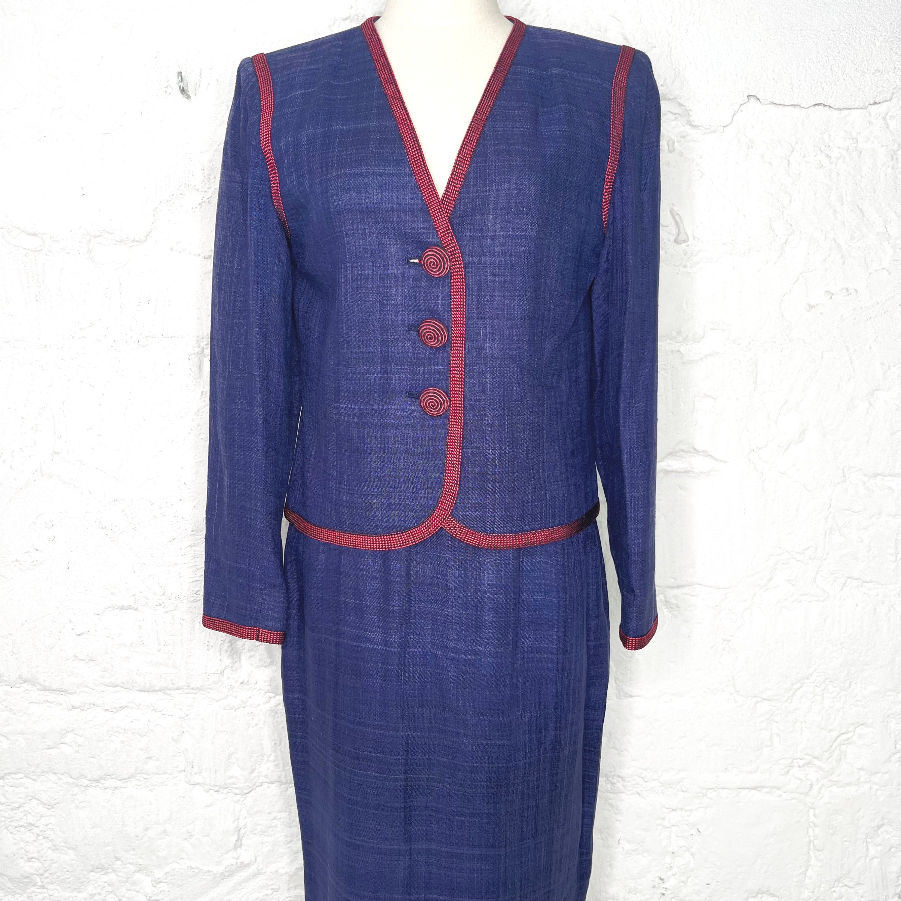 YVES SAINT LAURENT YVES SAINT LAURENT - Blue And Pink Jacket And Skirt Set - ALE PARIS Luxury Vintage