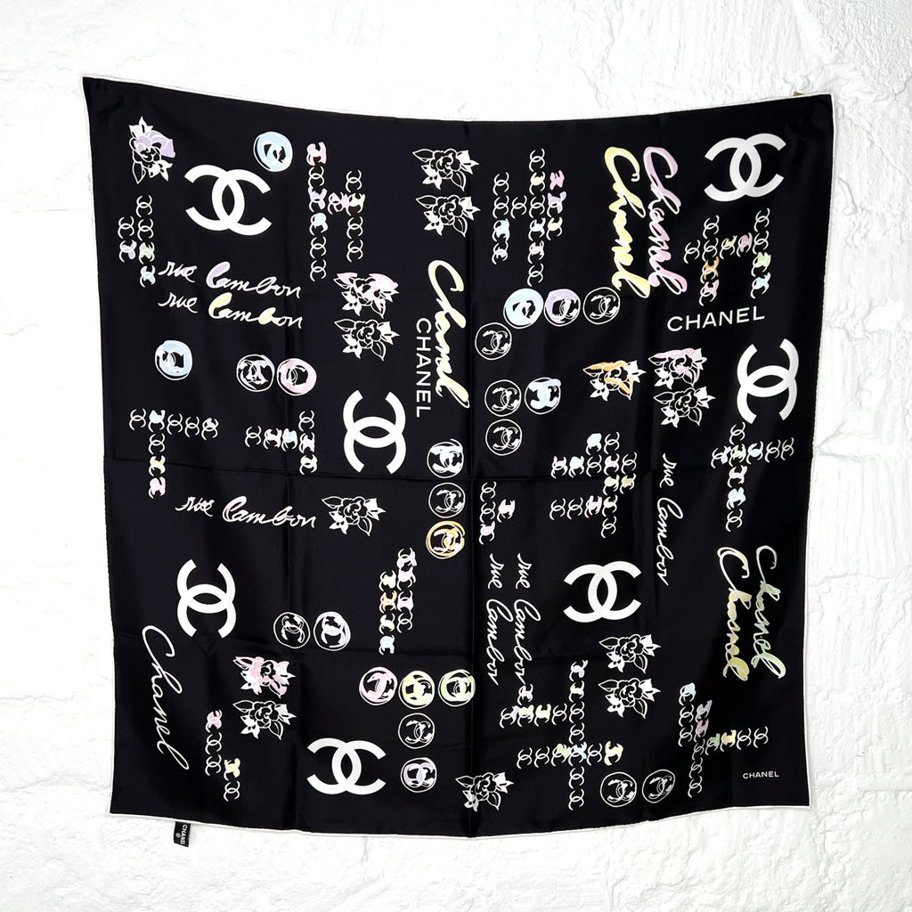 CHANEL CHANEL - Monogram Logo Square Scarf - ALE PARIS Luxury Vintage