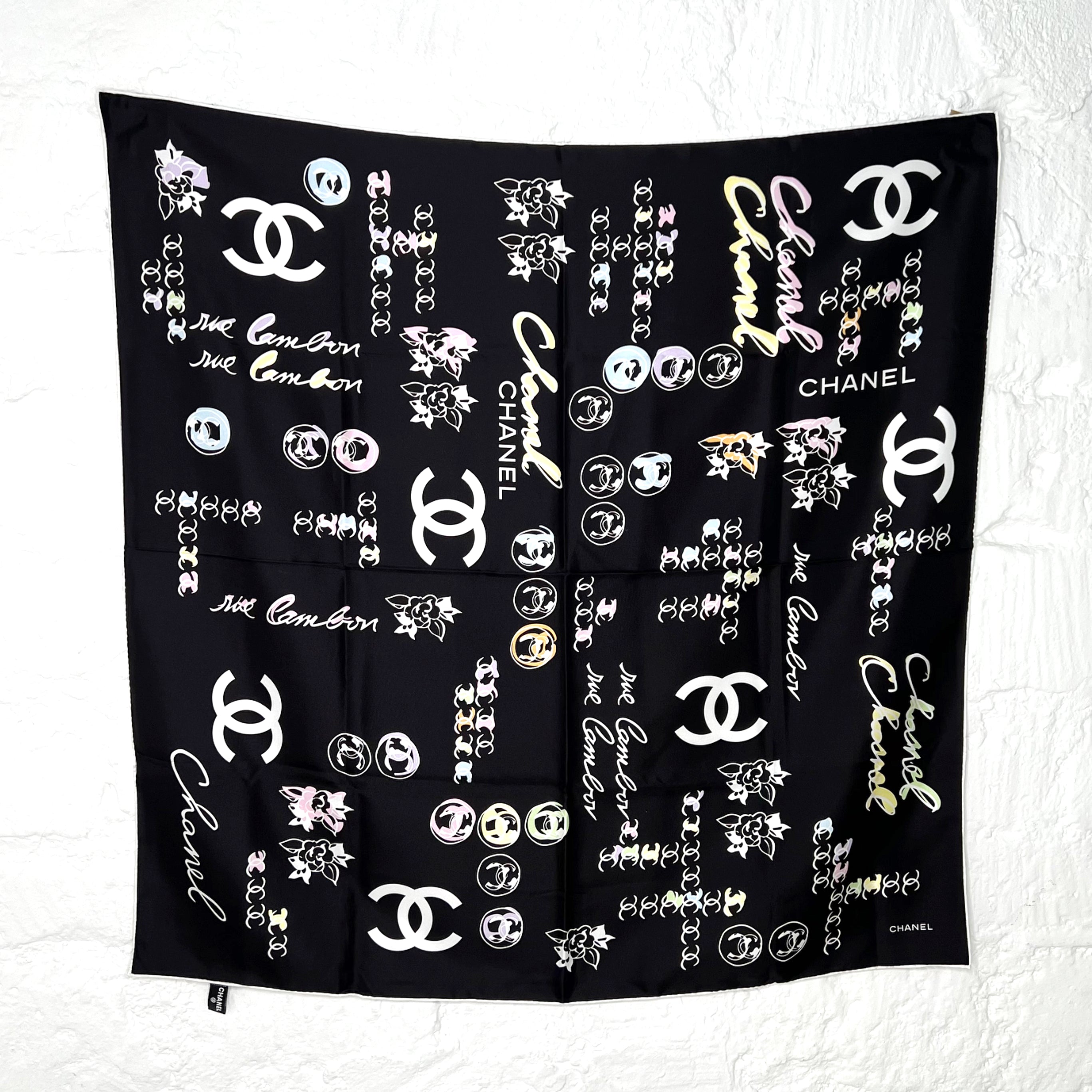 CHANEL CHANEL - Monogram Logo Square Scarf - ALE PARIS Luxury Vintage