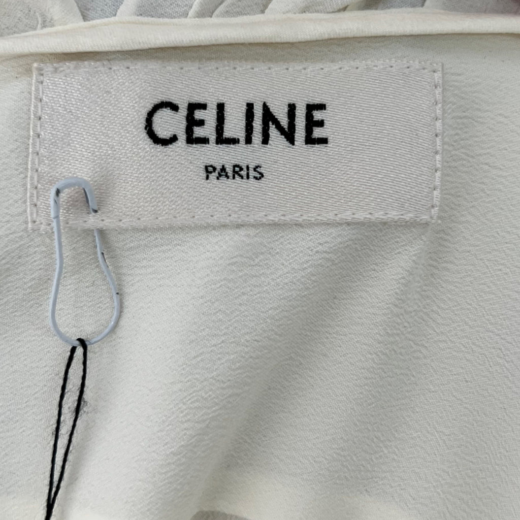 CELINE CELINE - White Long Sleeve With Ruffled Collar - ALE PARIS Luxury Vintage
