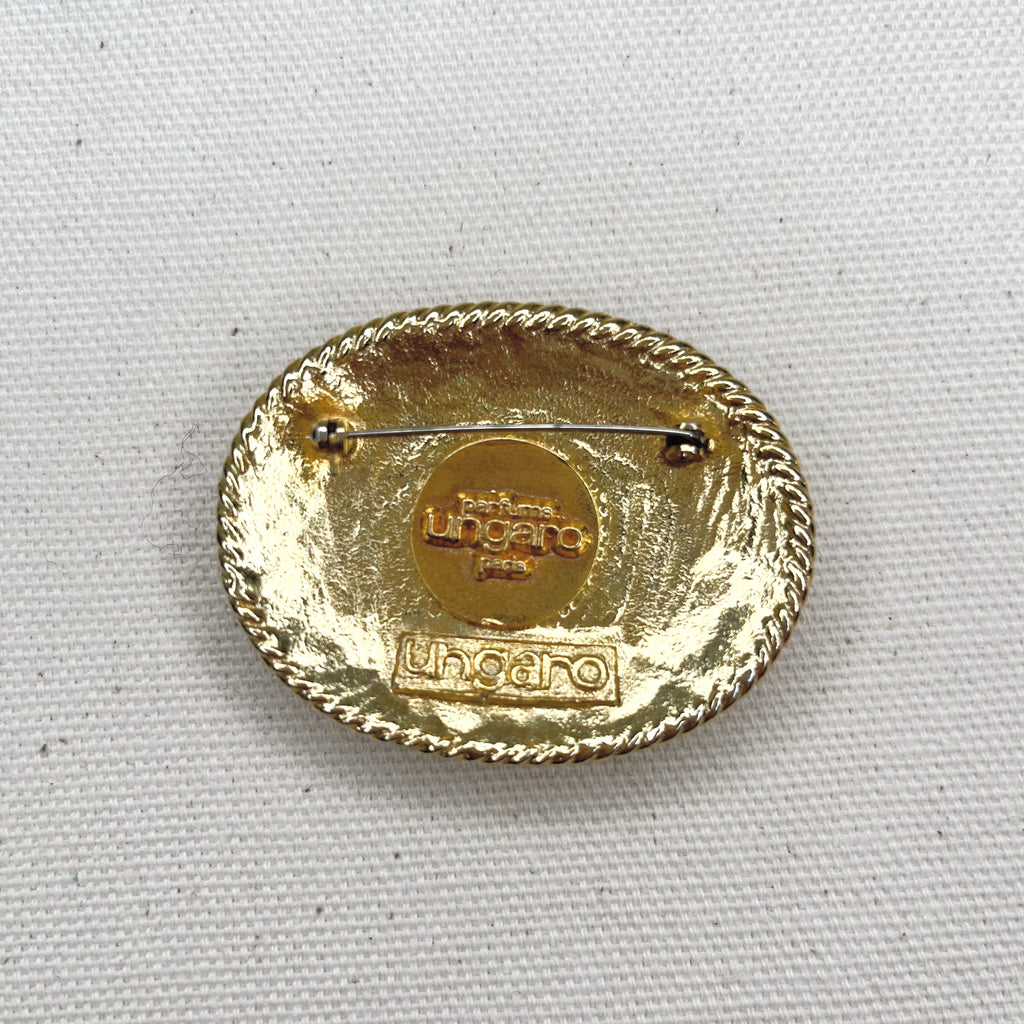 UNGARO UNGARO - Green Oval Brooch - ALE PARIS Luxury Vintage