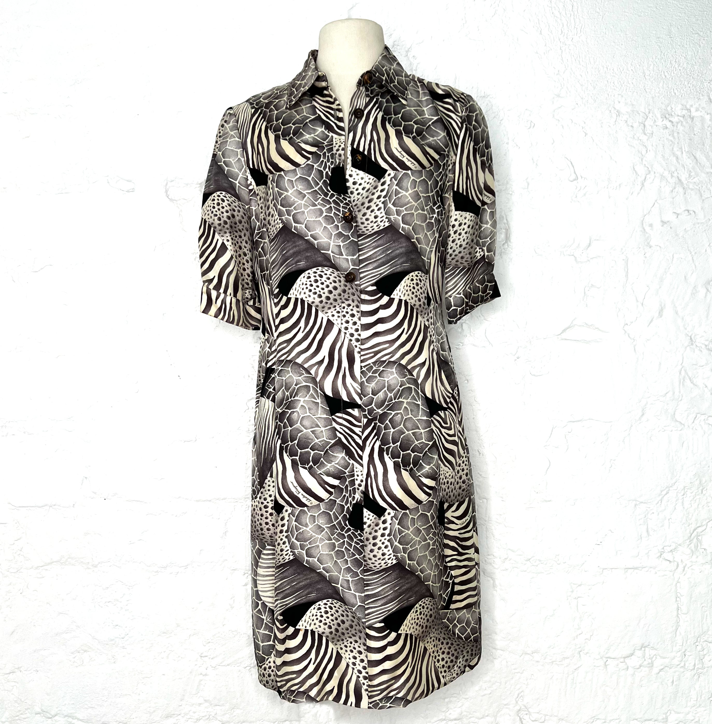 FERRAGAMO FERRAGAMO - Animal Printed Shirt Dress - ALE PARIS Luxury Vintage