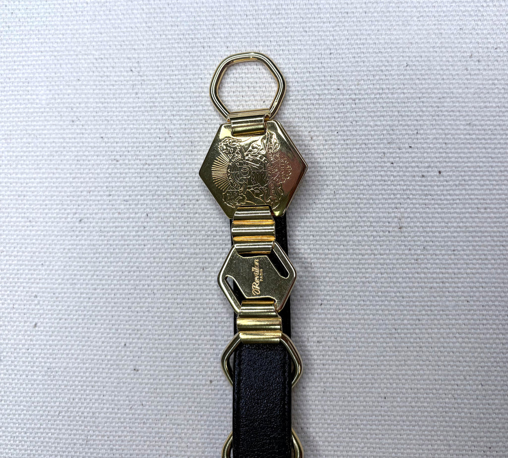 REVILLION REVILLION - Black And Gold Leather Belt - ALE PARIS Luxury Vintage