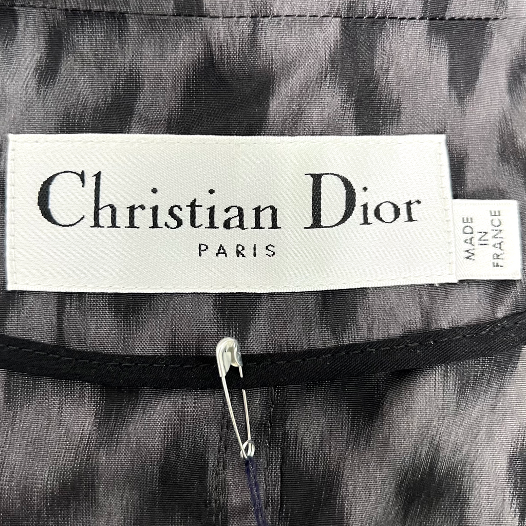 CHRISTIAN DIOR - Grey unlined silk animalier print bar blazer - ALE PARIS Luxury Vintage