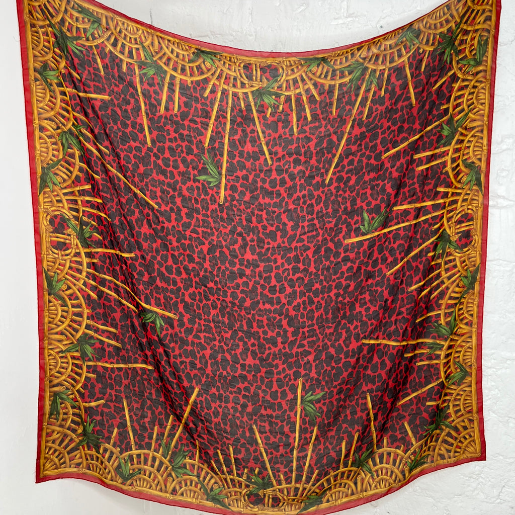 CHRISTIAN DIOR CHRISTIAN DIOR -  Large Red Leopard Square Scarf - ALE PARIS Luxury Vintage