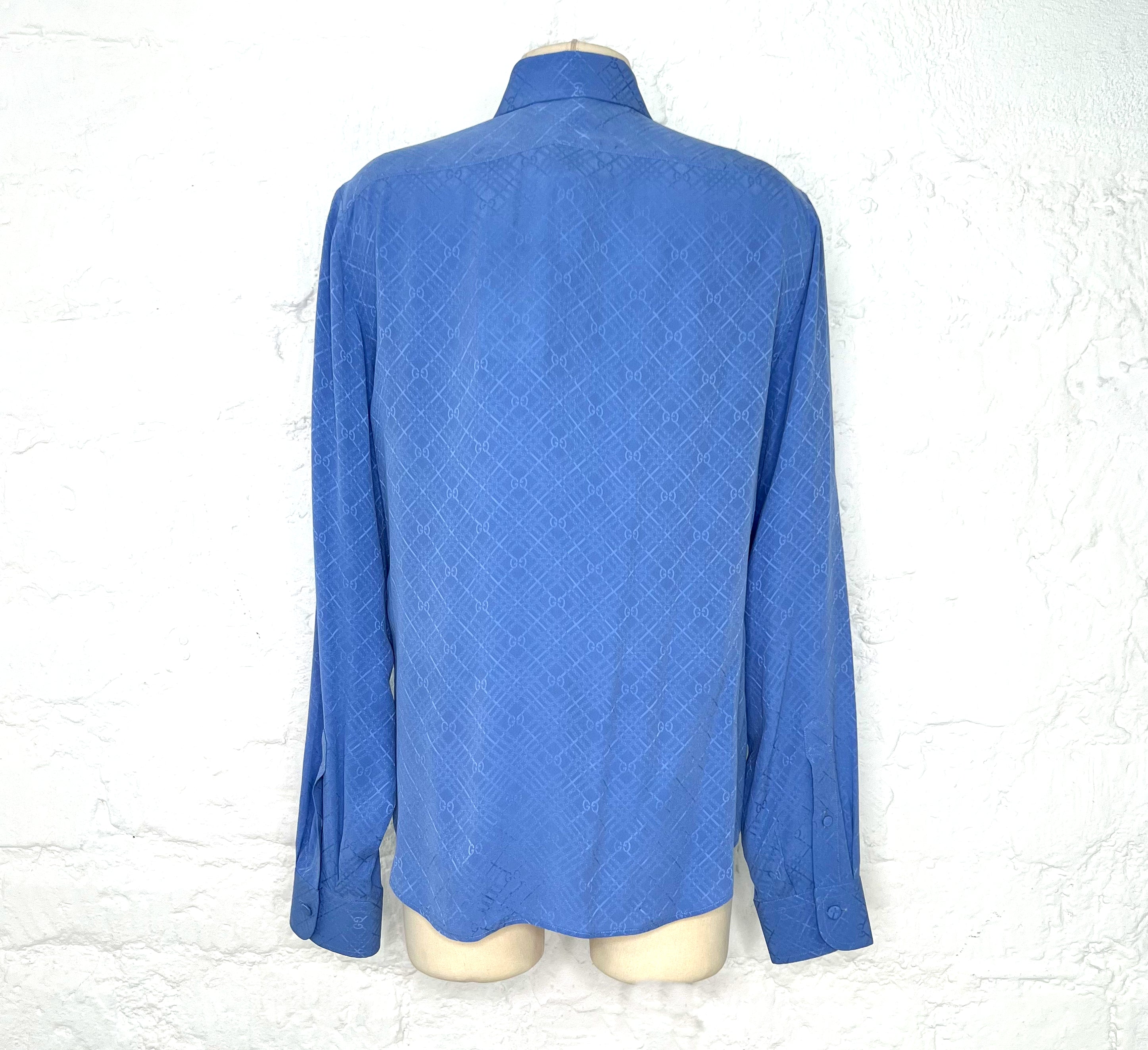 GUCCI GUCCI - Blue Checked Silk Shirt - ALE PARIS Luxury Vintage