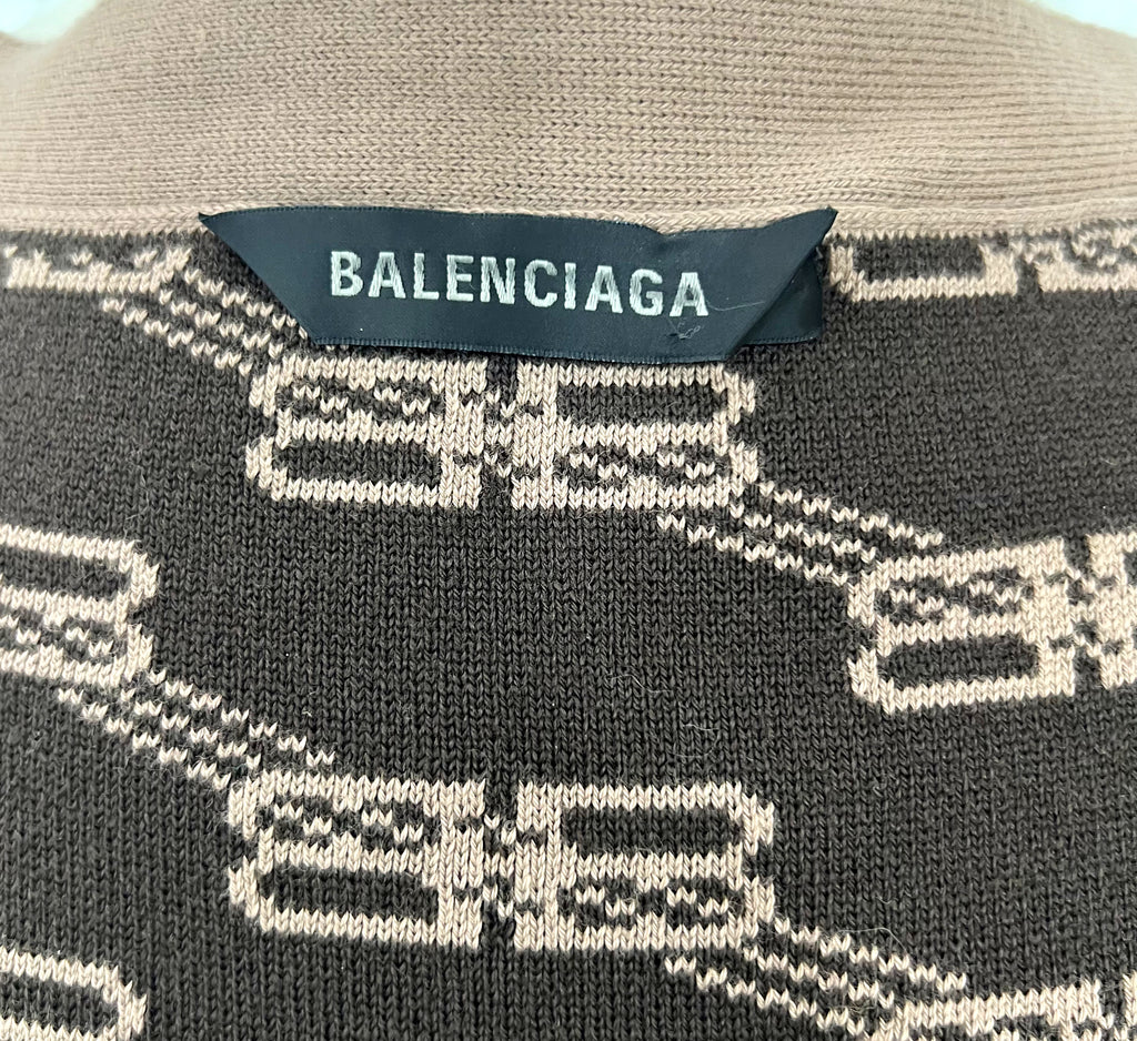 BALENCIAGA BALENCIAGA - Brown Monogram Oversized Cardigan - ALE PARIS Luxury Vintage