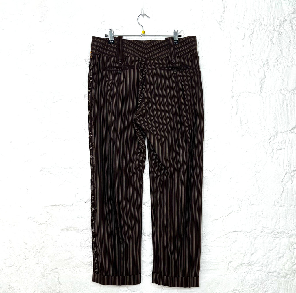 CHRISTIAN DIOR CHRISTIAN DIOR - Brown Striped Pants - ALE PARIS Luxury Vintage