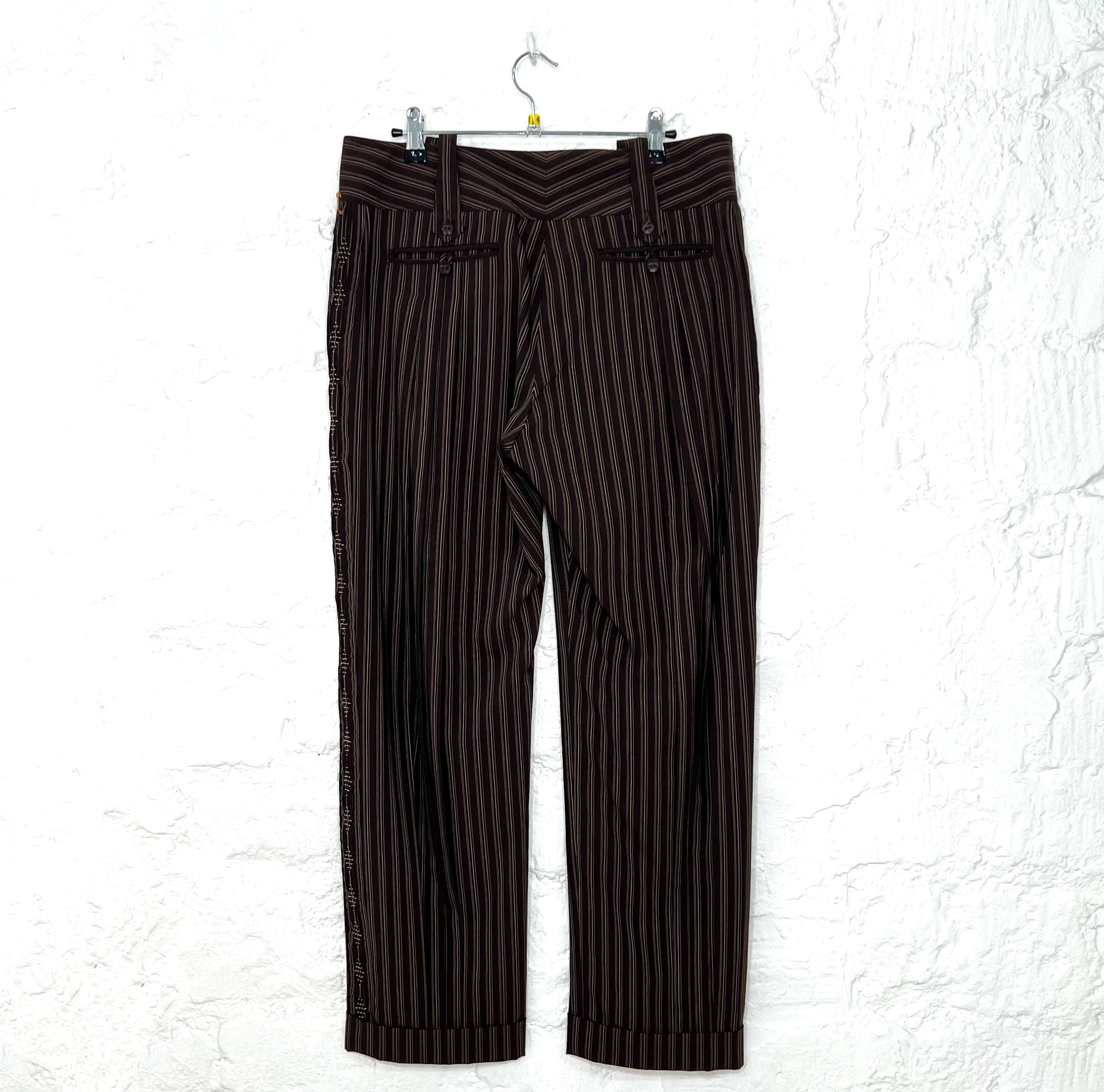 CHRISTIAN DIOR CHRISTIAN DIOR - Brown Striped Pants - ALE PARIS Luxury Vintage