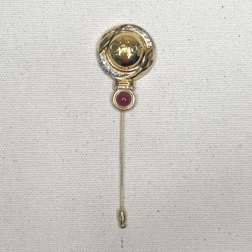 CHLOÉ CHLOE - Red Round Brooch - ALE PARIS Luxury Vintage