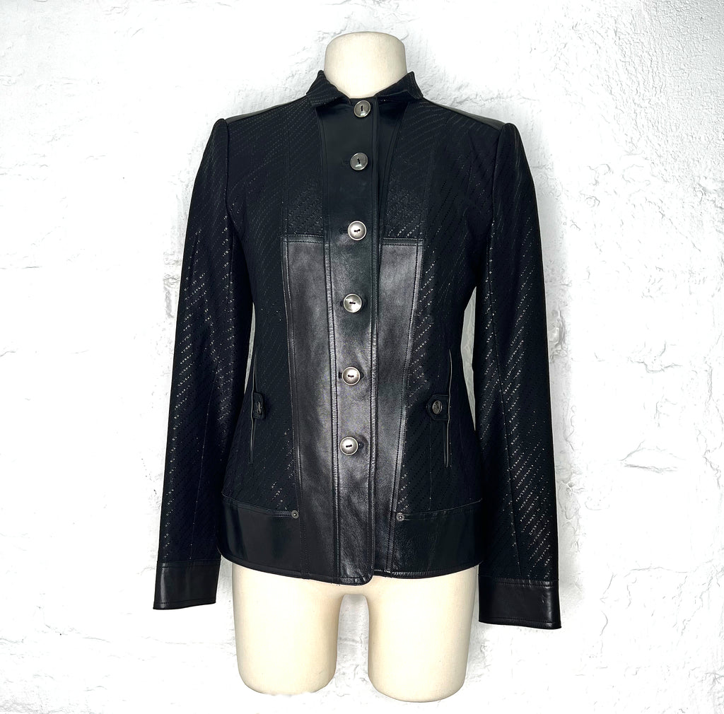 CHRISTIAN DIOR CHRISTIAN DIOR - Black Lurex Leather Jacket - ALE PARIS Luxury Vintage