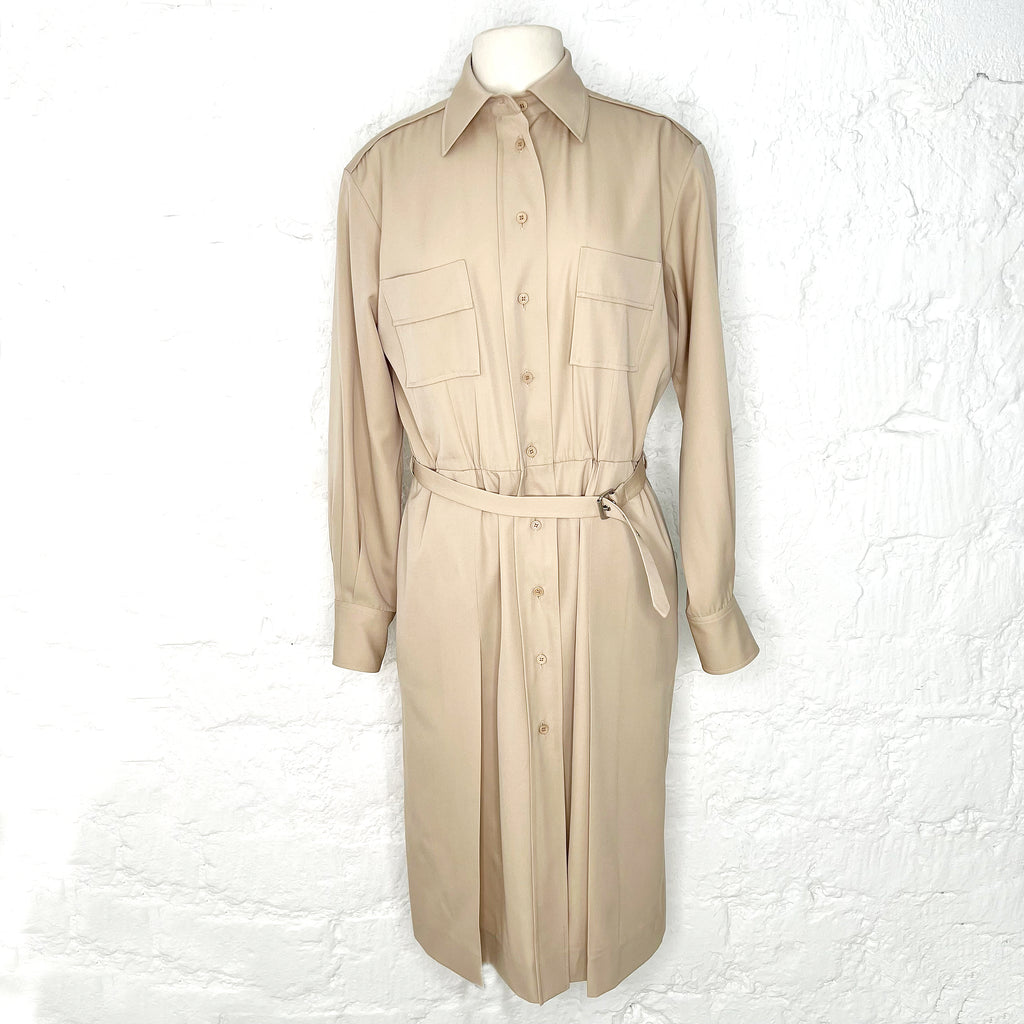 YVES SAINT LAURENT YVES - Saint Laurent Camel Safari Dress - ALE PARIS Luxury Vintage